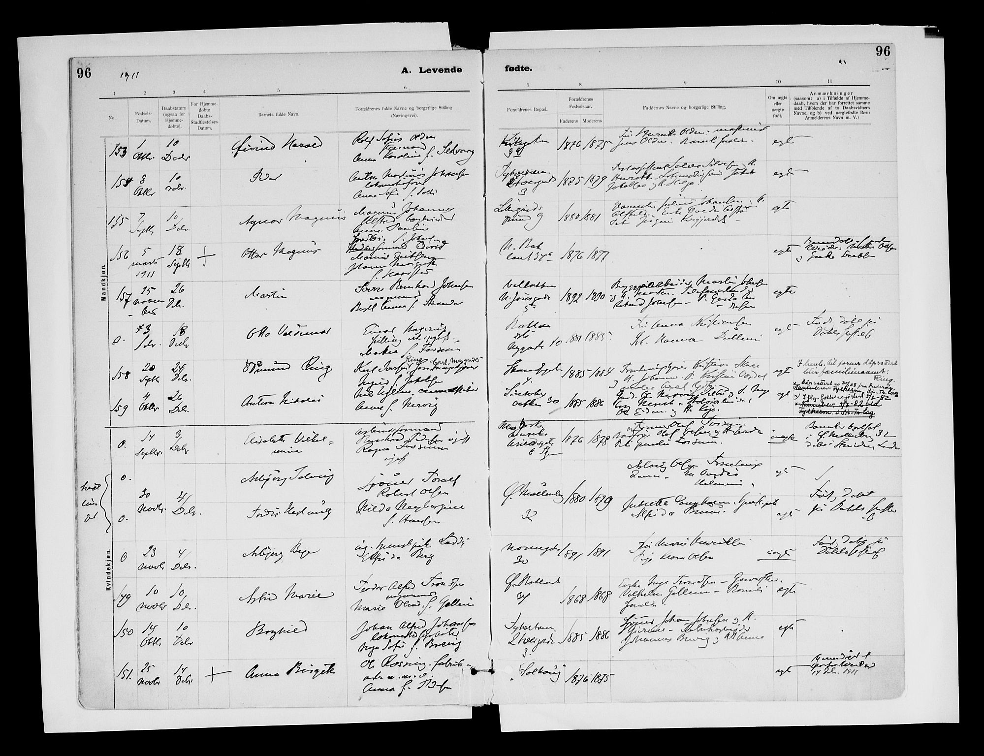 Ministerialprotokoller, klokkerbøker og fødselsregistre - Sør-Trøndelag, AV/SAT-A-1456/604/L0203: Parish register (official) no. 604A23, 1908-1916, p. 96