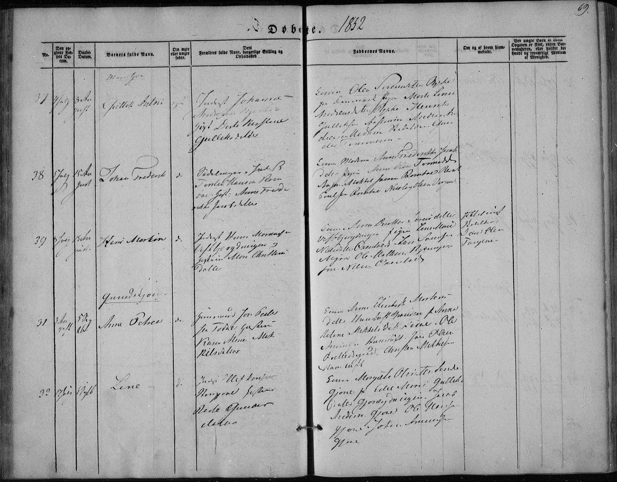 Hedrum kirkebøker, AV/SAKO-A-344/F/Fa/L0006: Parish register (official) no. I 6, 1849-1857, p. 69