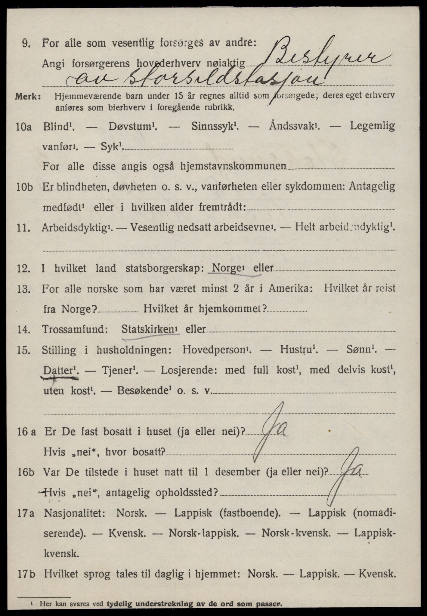 SAT, 1920 census for Stoksund, 1920, p. 3423