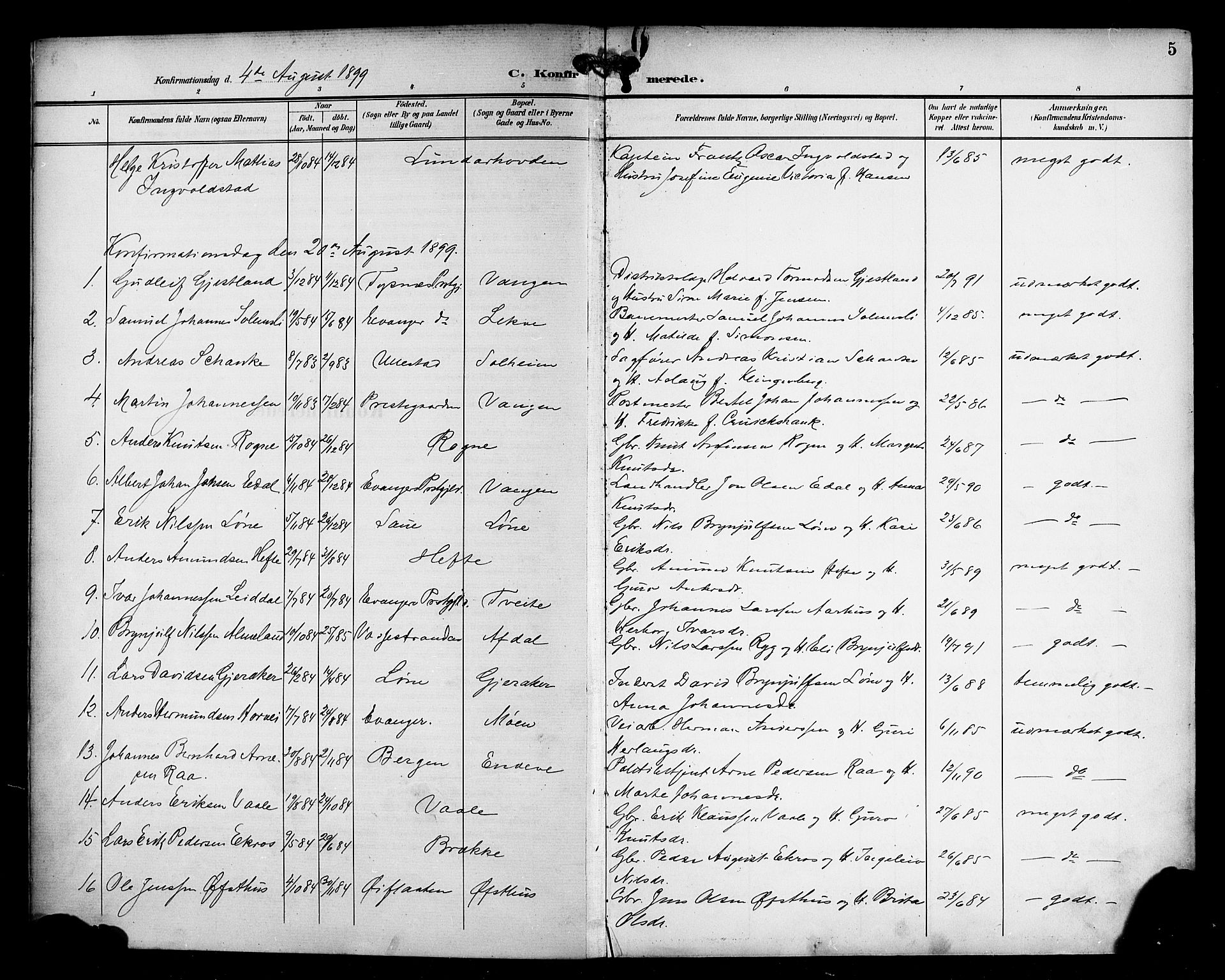 Voss sokneprestembete, AV/SAB-A-79001/H/Haa: Parish register (official) no. B 2, 1899-1922, p. 5