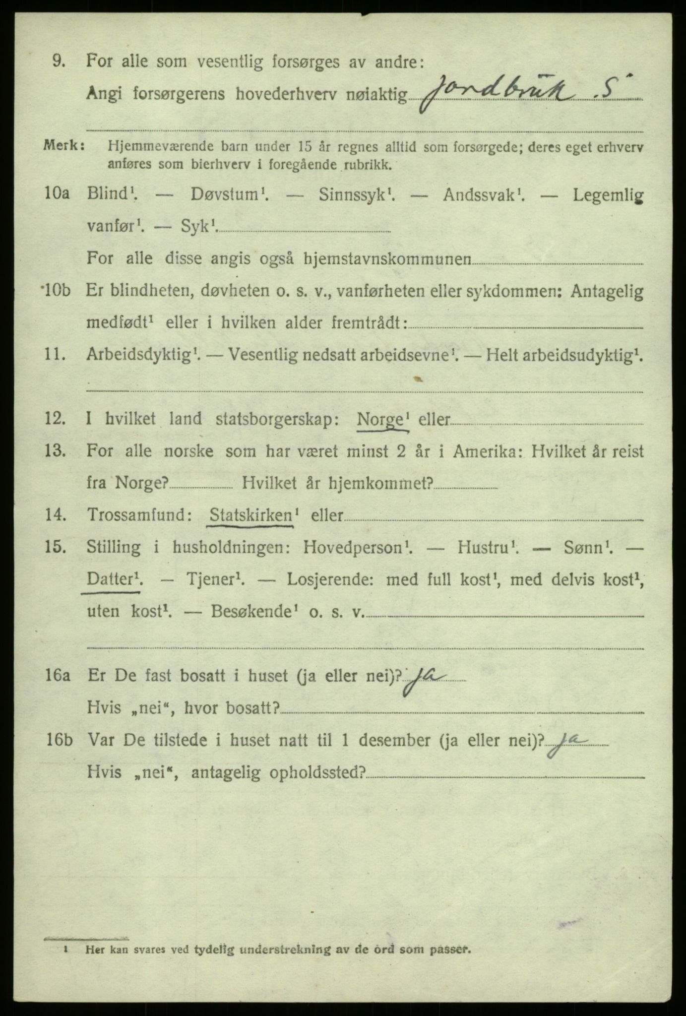 SAB, 1920 census for Vik, 1920, p. 7100