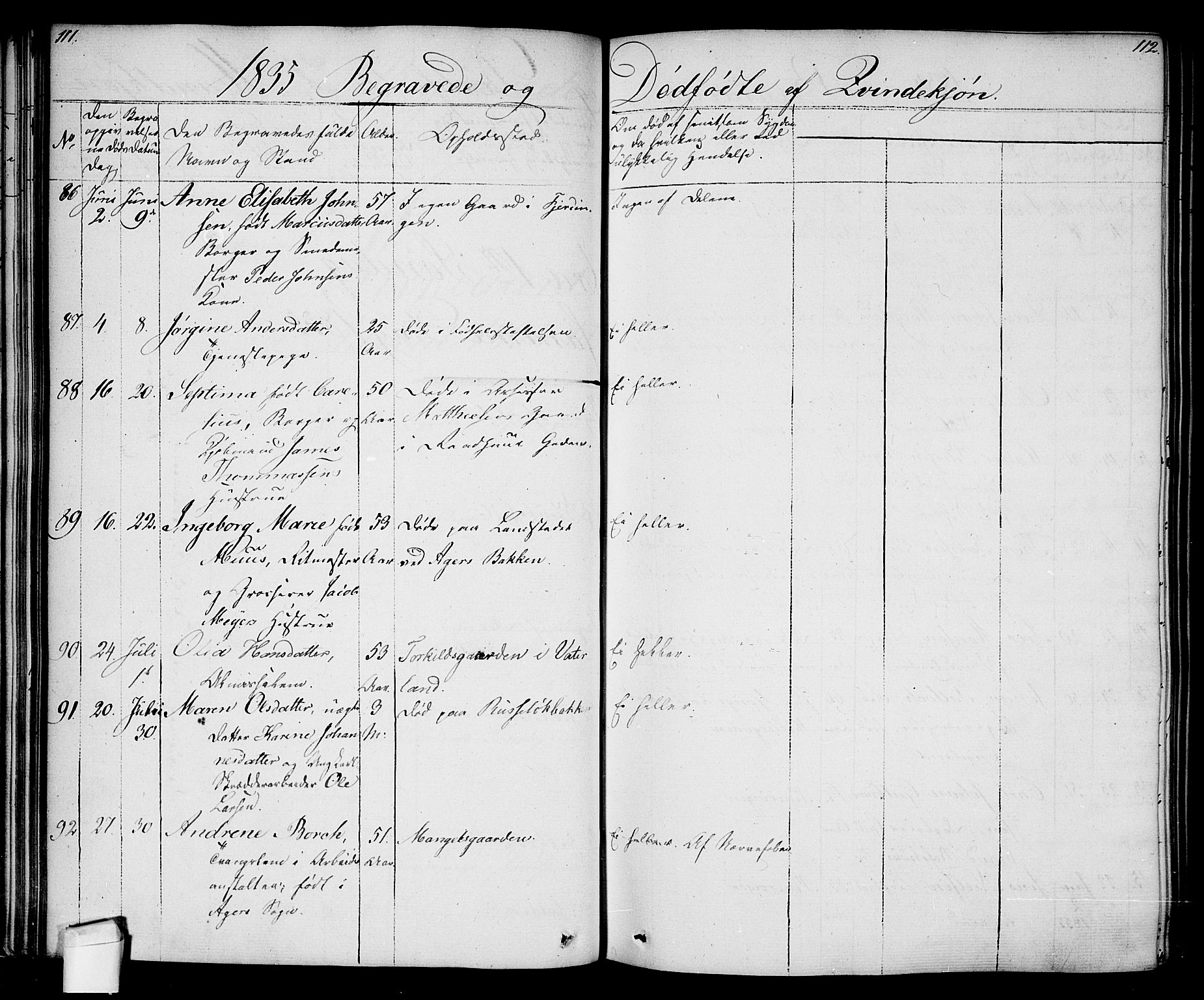 Oslo domkirke Kirkebøker, SAO/A-10752/F/Fa/L0024: Parish register (official) no. 24, 1833-1846, p. 111-112