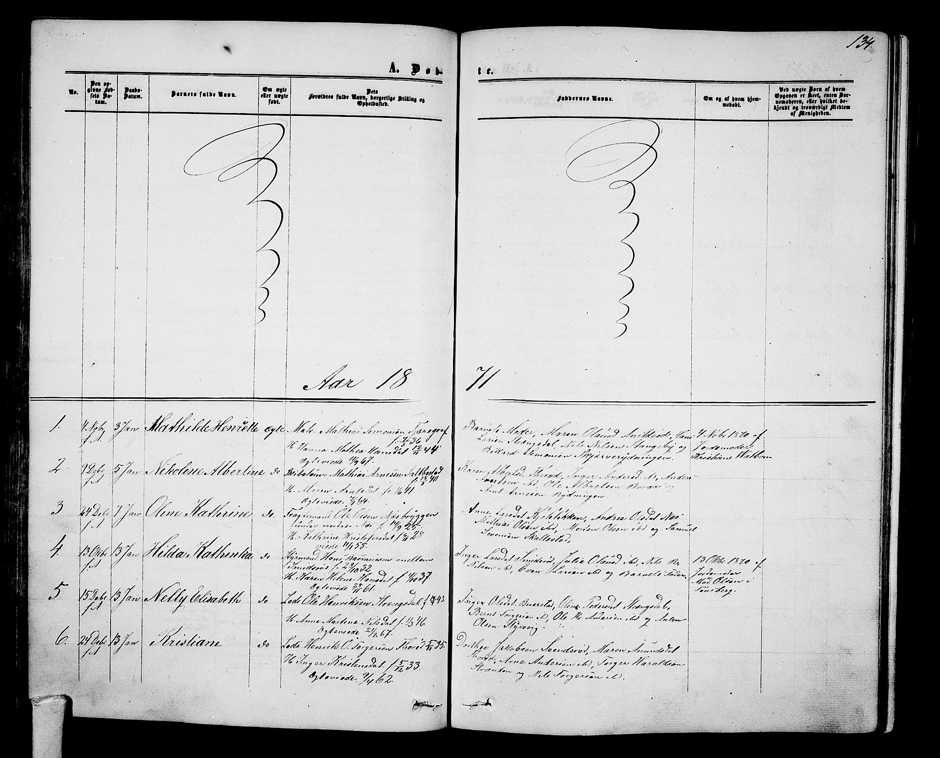 Nøtterøy kirkebøker, AV/SAKO-A-354/G/Ga/L0002: Parish register (copy) no. I 2, 1860-1877, p. 134