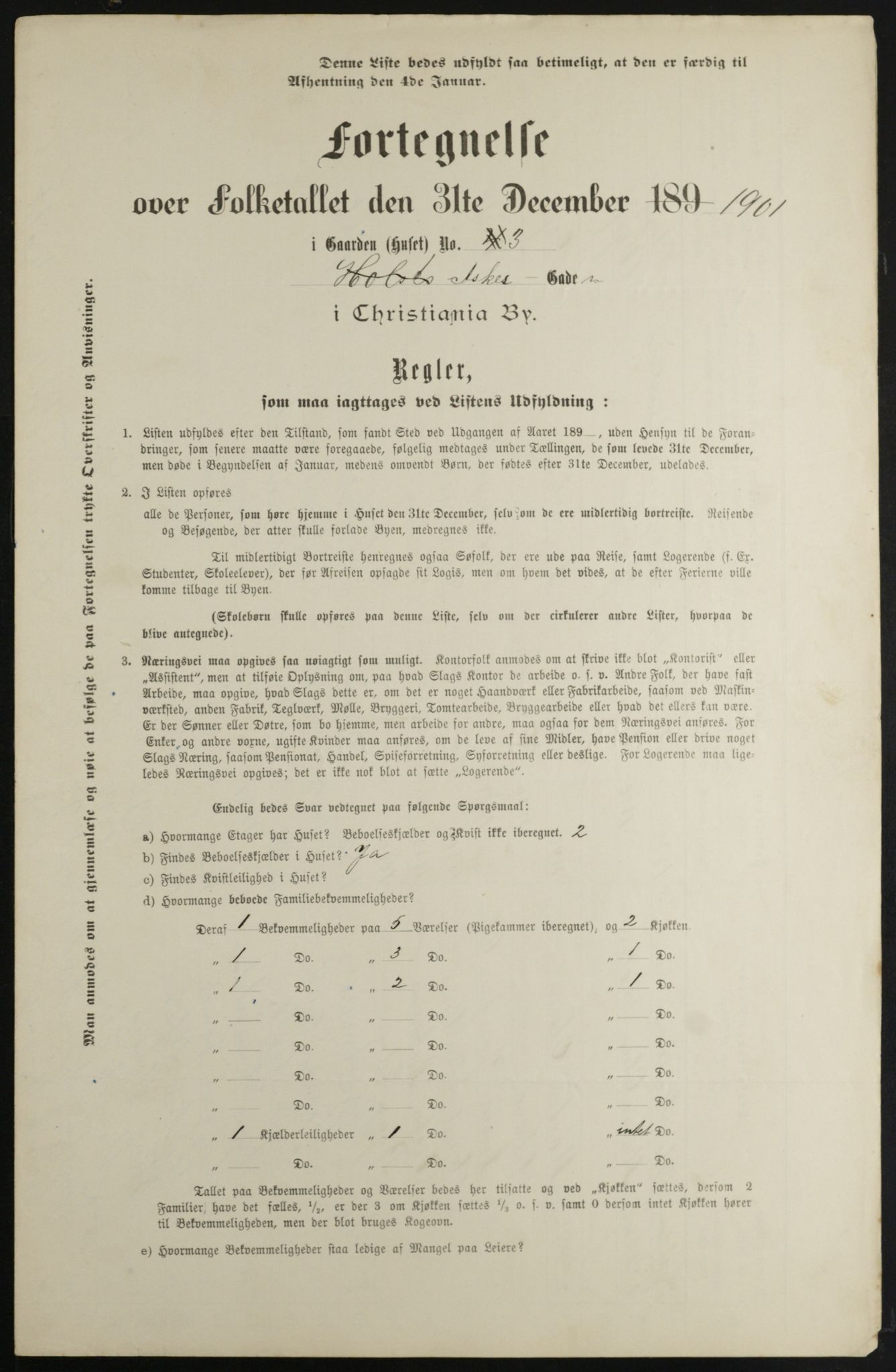 OBA, Municipal Census 1901 for Kristiania, 1901, p. 478