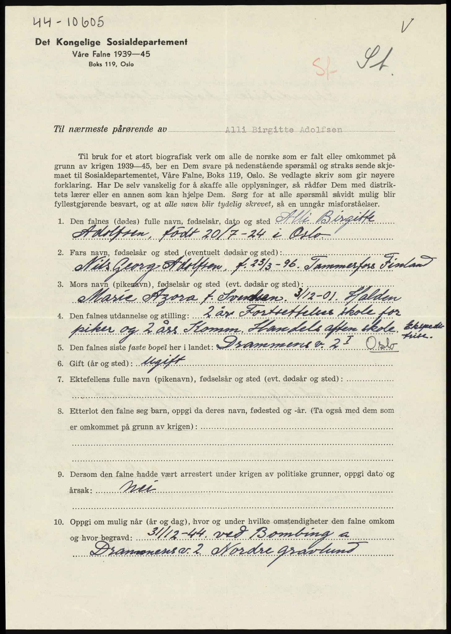 Sosialdepartementet, Våre Falne, AV/RA-S-1708/E/Ee/Eeb/L0025: Abelsen (1) - Amundsen, H. (65), 1945-1951, p. 399