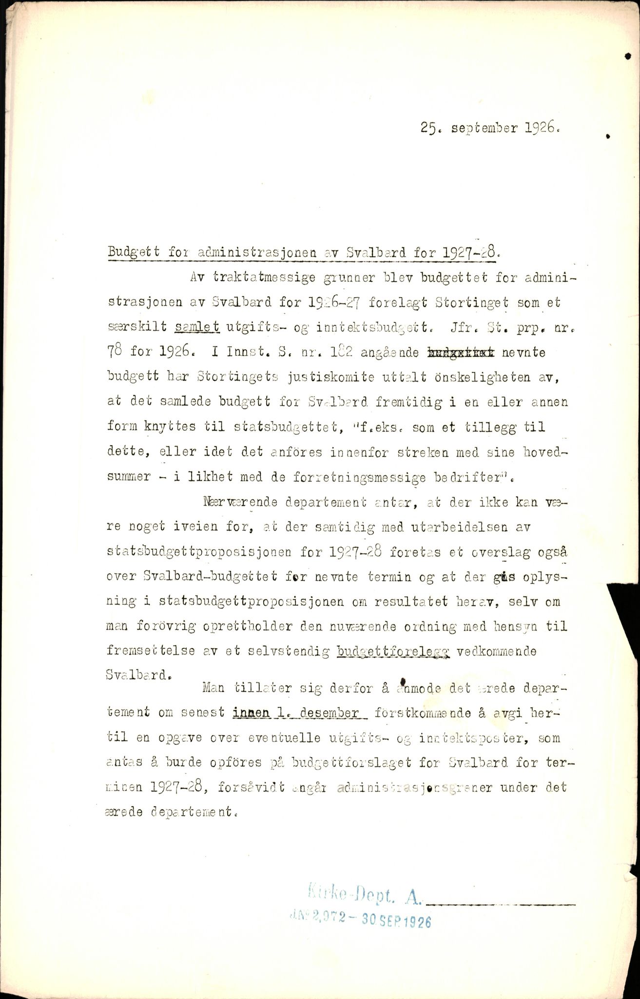 Kirke- og undervisningsdepartementet, Kontoret  for kirke og geistlighet A, AV/RA-S-1007/F/Fa/L0334/0001: -- / Svalbard, 1907-1936, p. 3