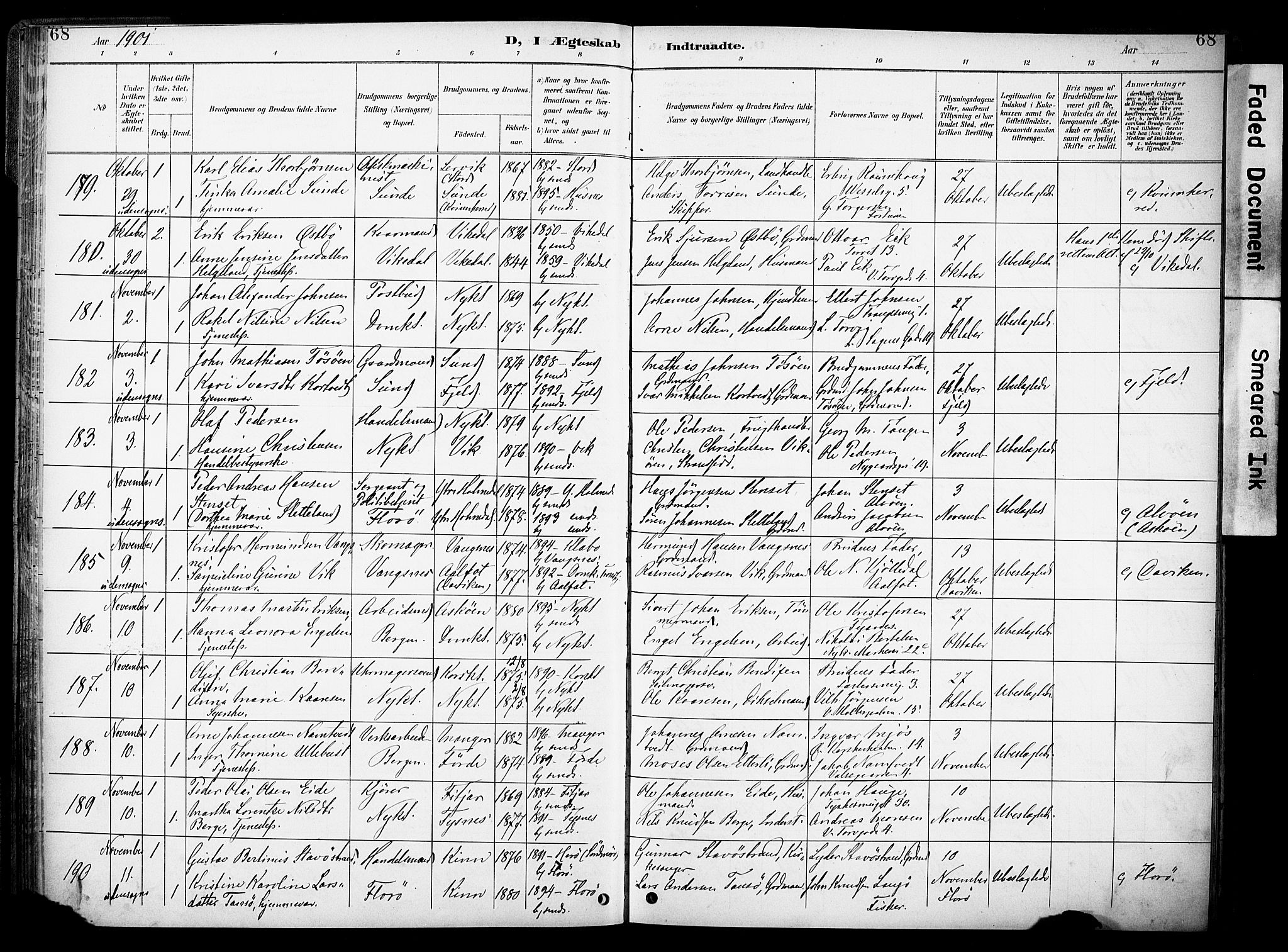 Nykirken Sokneprestembete, AV/SAB-A-77101/H/Haa/L0034: Parish register (official) no. D 4, 1896-1905, p. 68