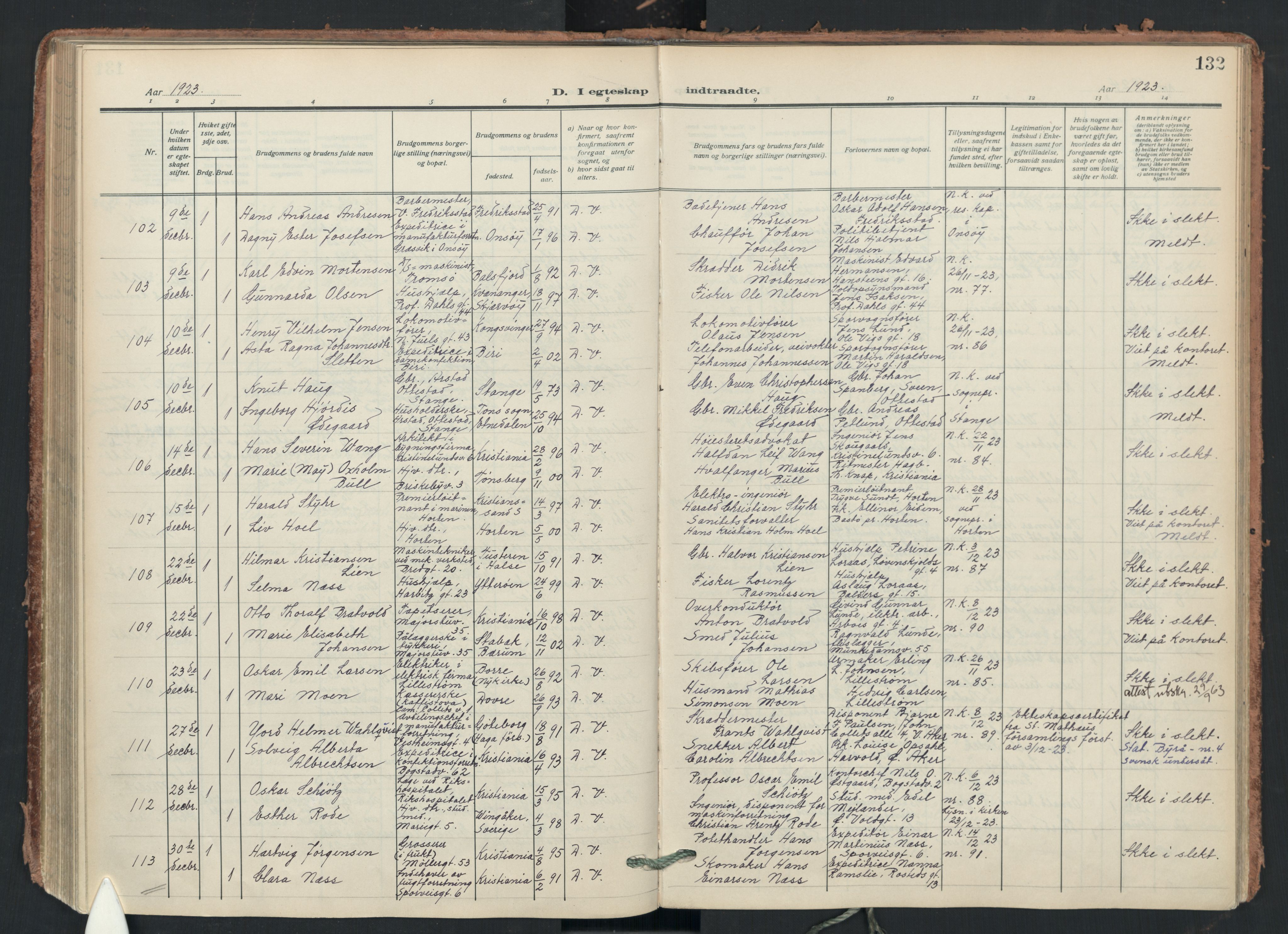 Uranienborg prestekontor Kirkebøker, SAO/A-10877/F/Fa/L0012: Parish register (official) no. 12, 1914-1930, p. 132