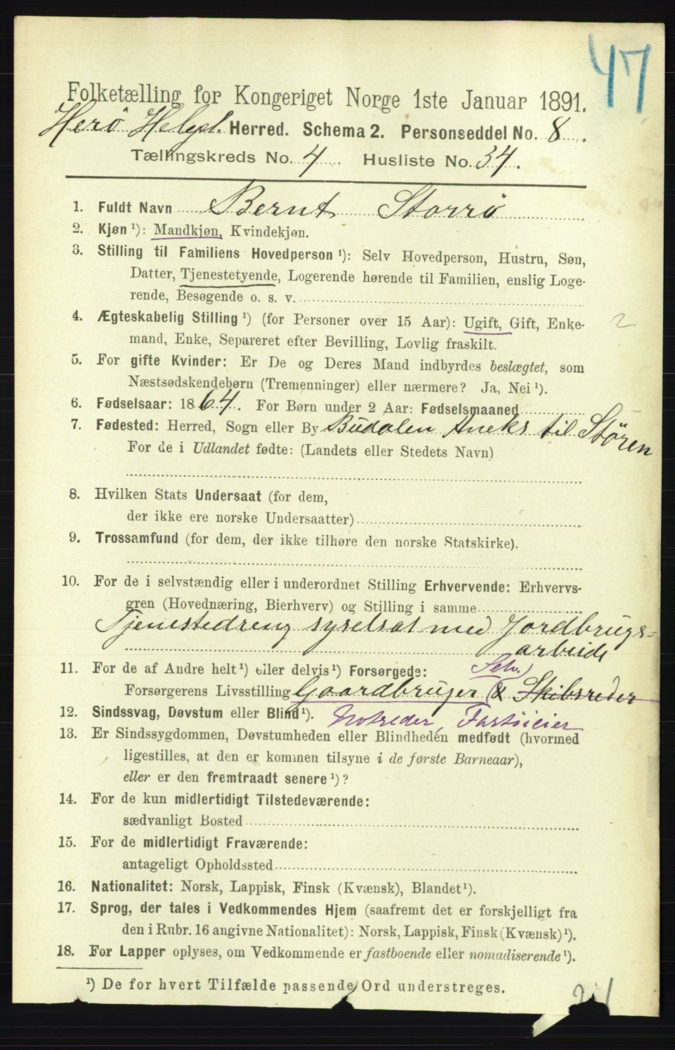 RA, 1891 census for 1818 Herøy, 1891, p. 1136