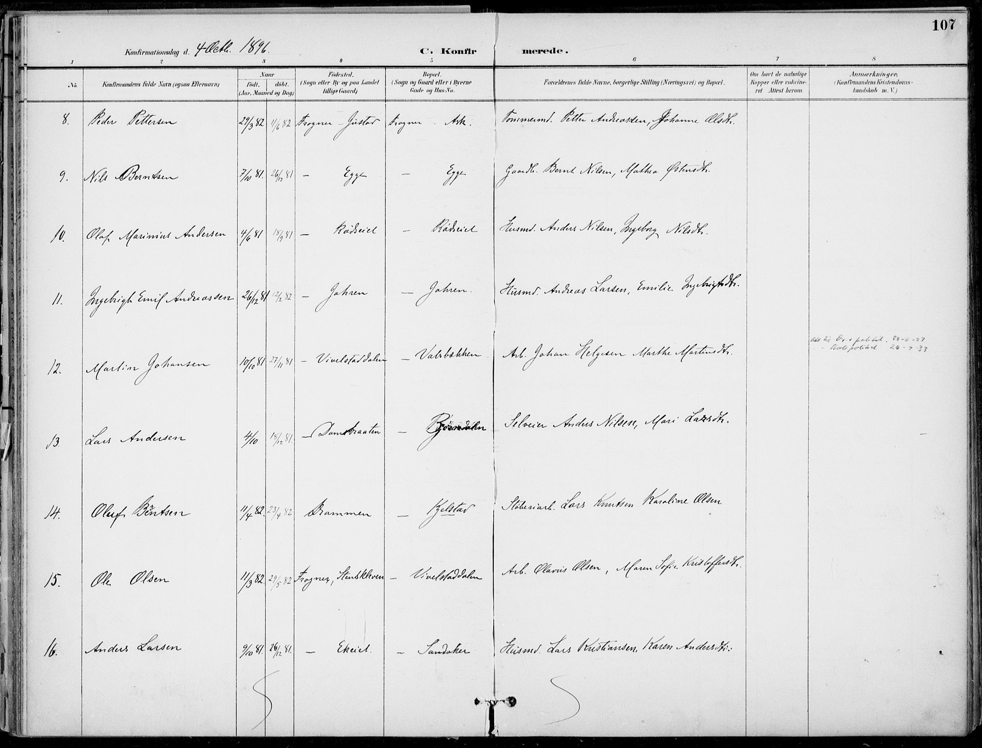 Lier kirkebøker, AV/SAKO-A-230/F/Fa/L0016: Parish register (official) no. I 16, 1895-1900, p. 107