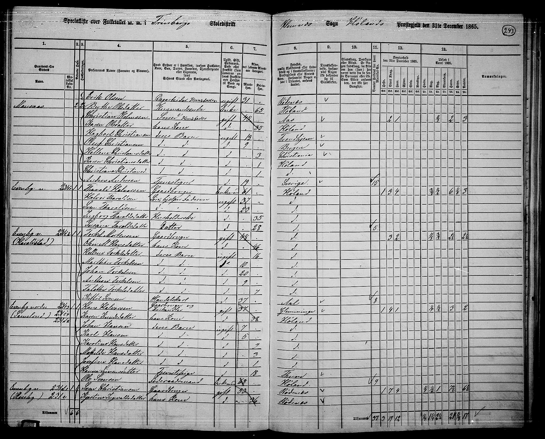 RA, 1865 census for Høland, 1865, p. 224