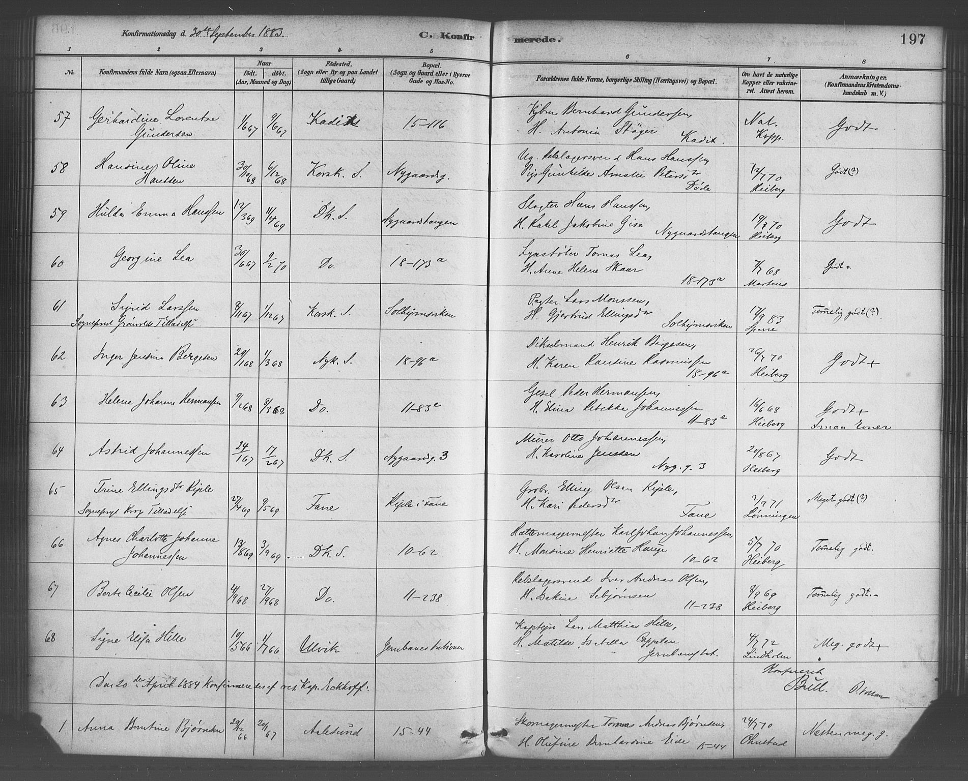 Domkirken sokneprestembete, AV/SAB-A-74801/H/Haa/L0030: Parish register (official) no. C 5, 1880-1898, p. 197