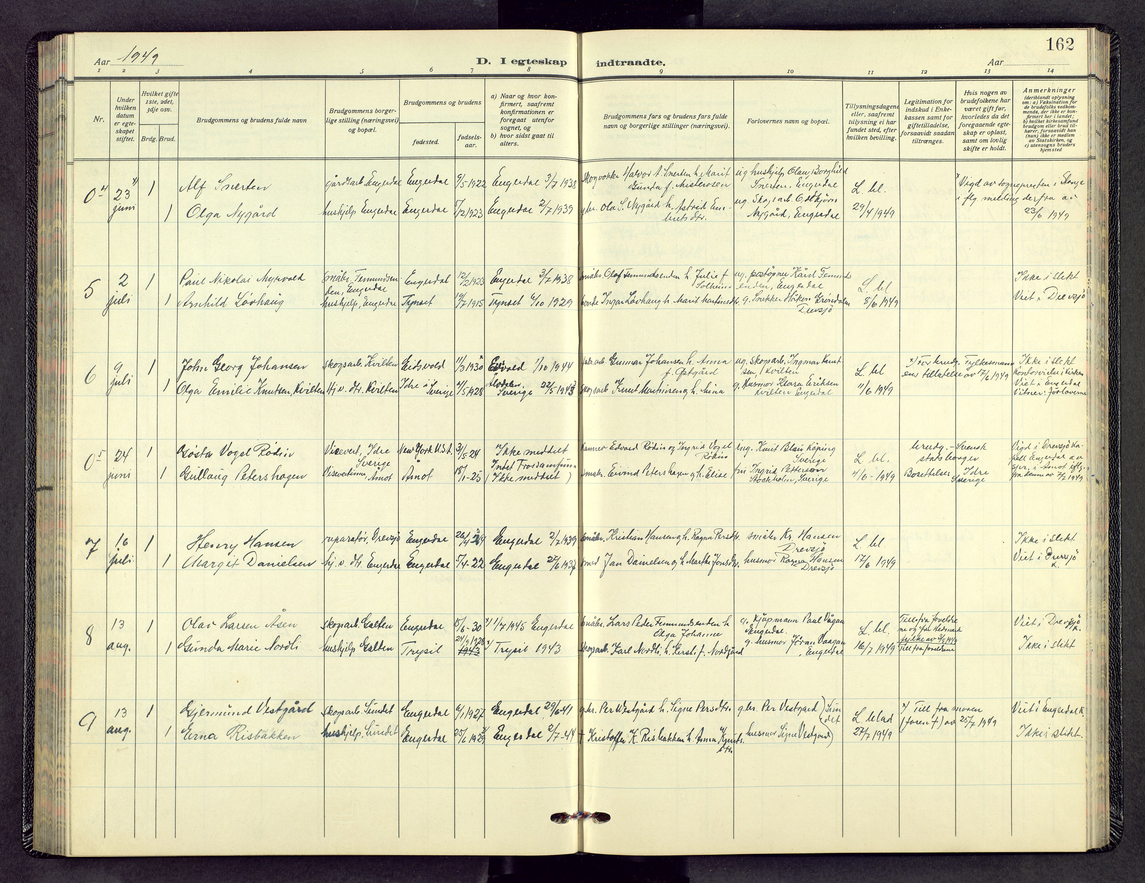 Engerdal prestekontor, SAH/PREST-048/H/Ha/Hab/L0002: Parish register (copy) no. 2, 1941-1958, p. 161b-162a