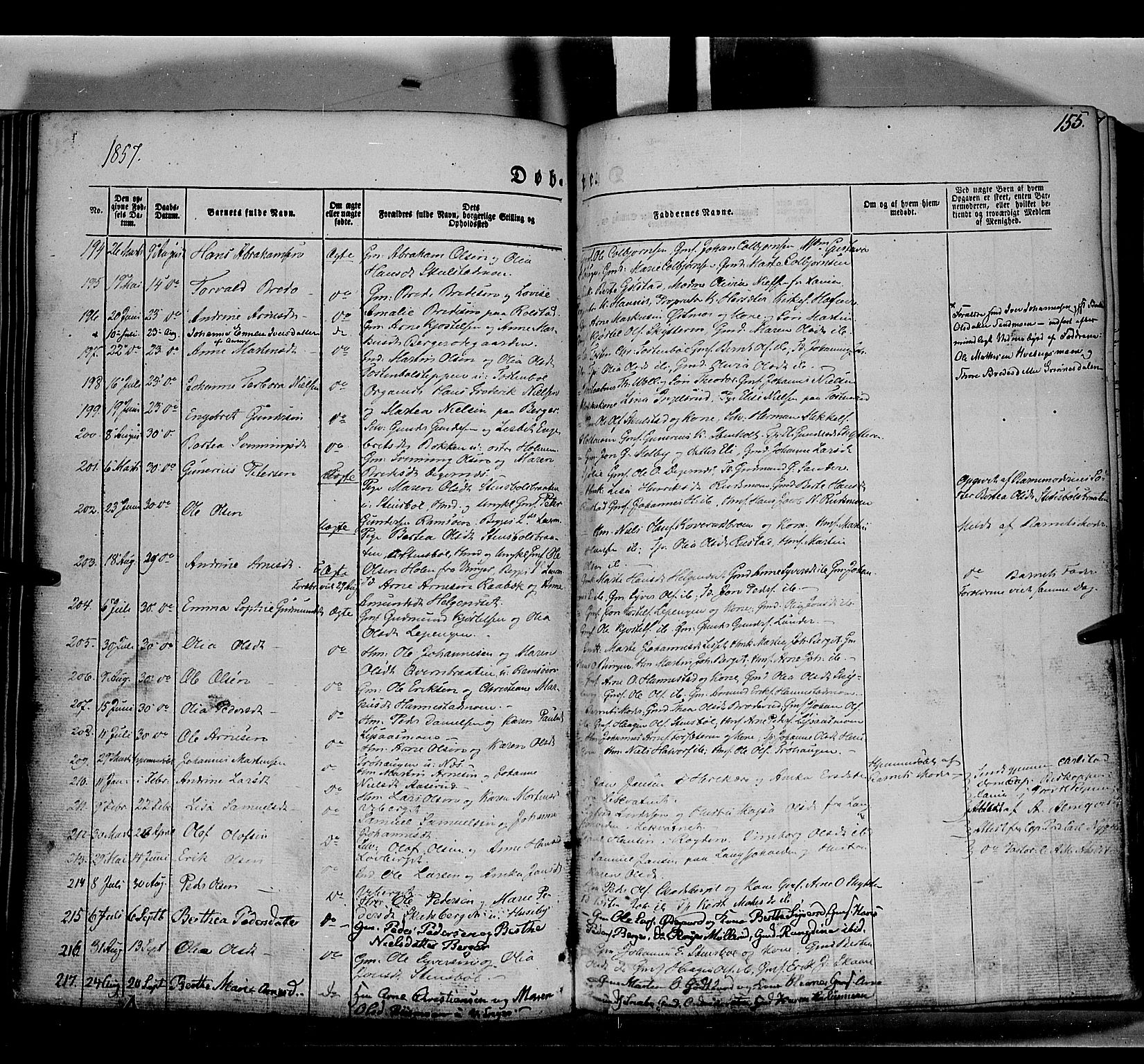 Grue prestekontor, AV/SAH-PREST-036/H/Ha/Haa/L0008: Parish register (official) no. 8, 1847-1858, p. 155