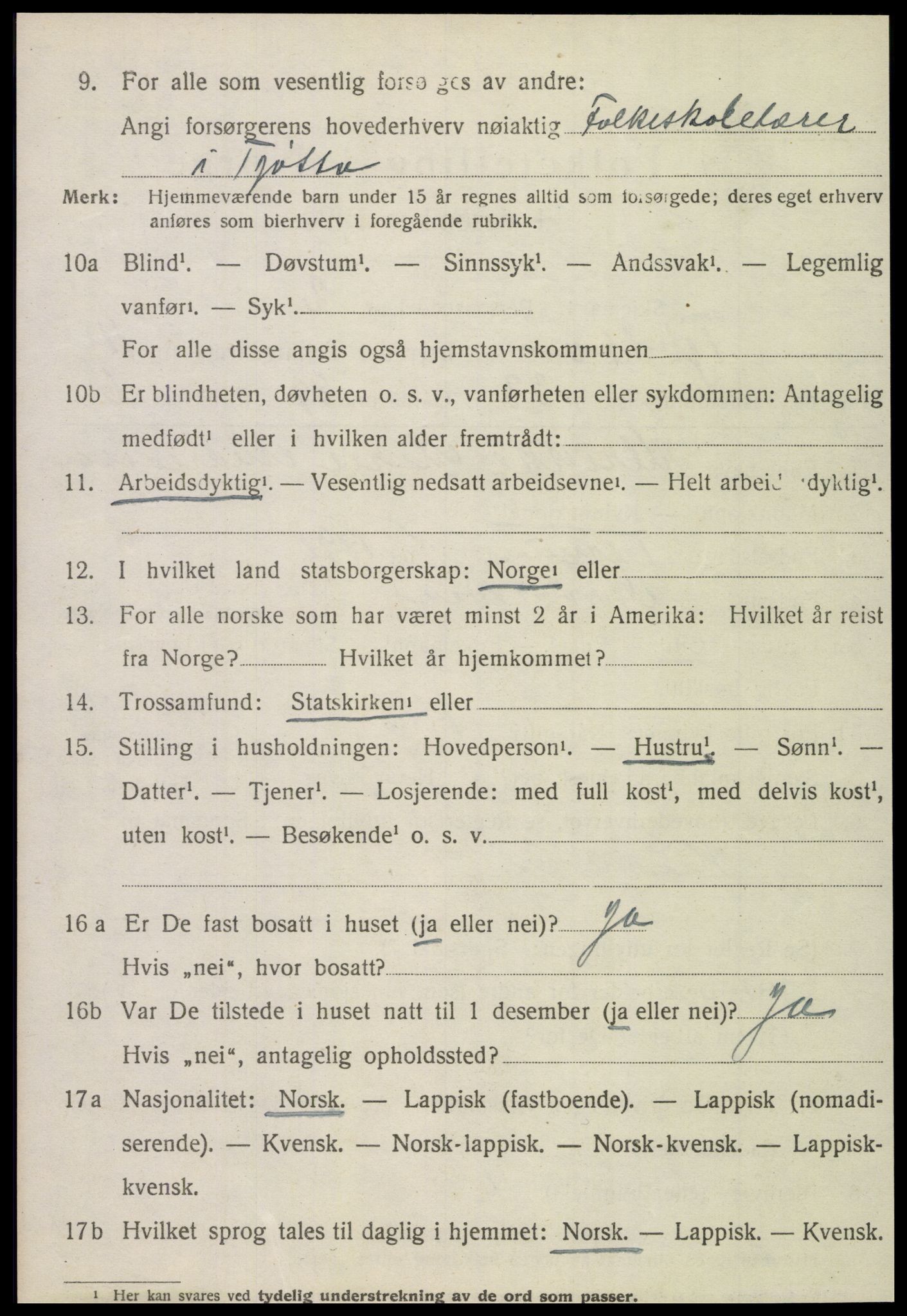 SAT, 1920 census for Tjøtta, 1920, p. 4700