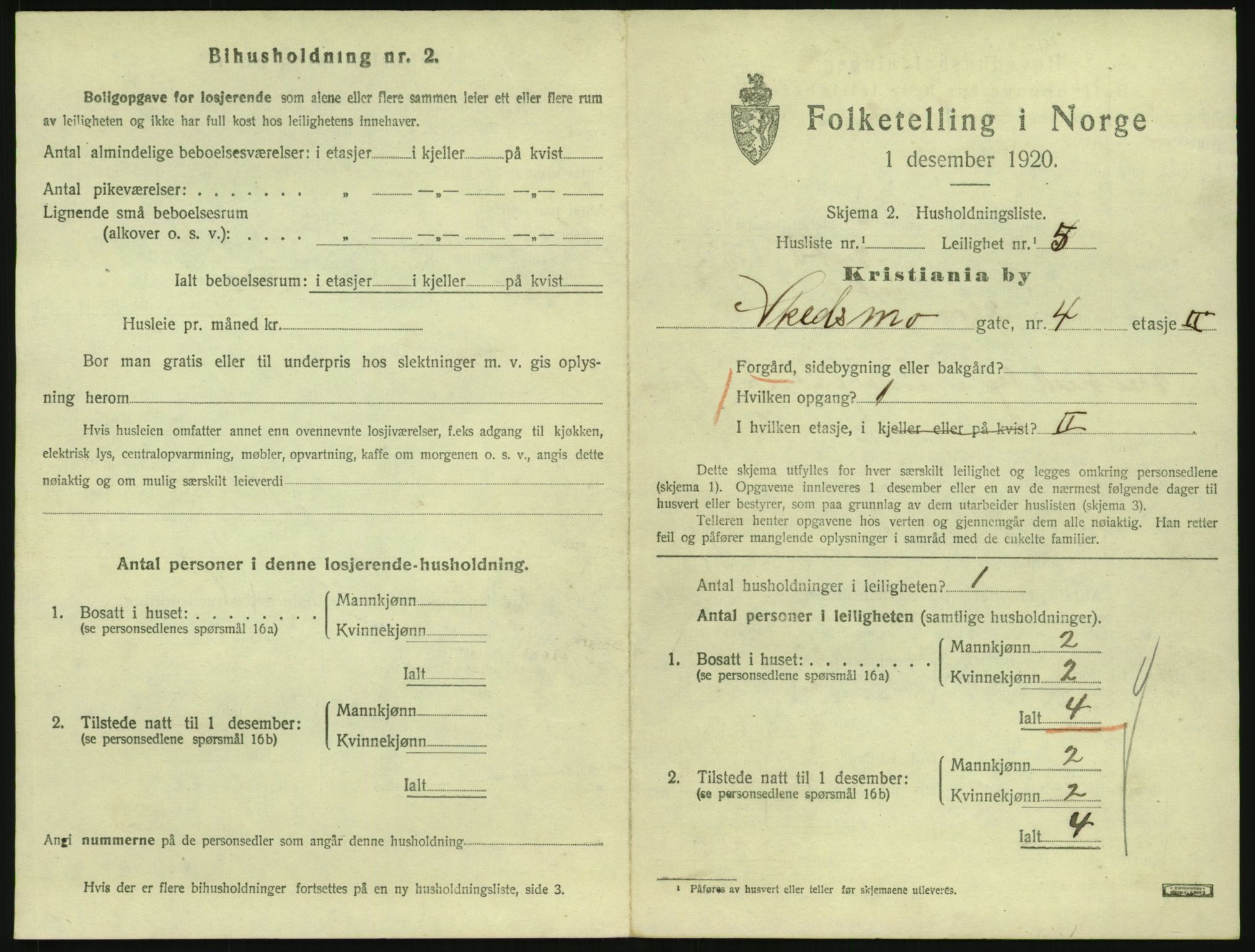 SAO, 1920 census for Kristiania, 1920, p. 95461