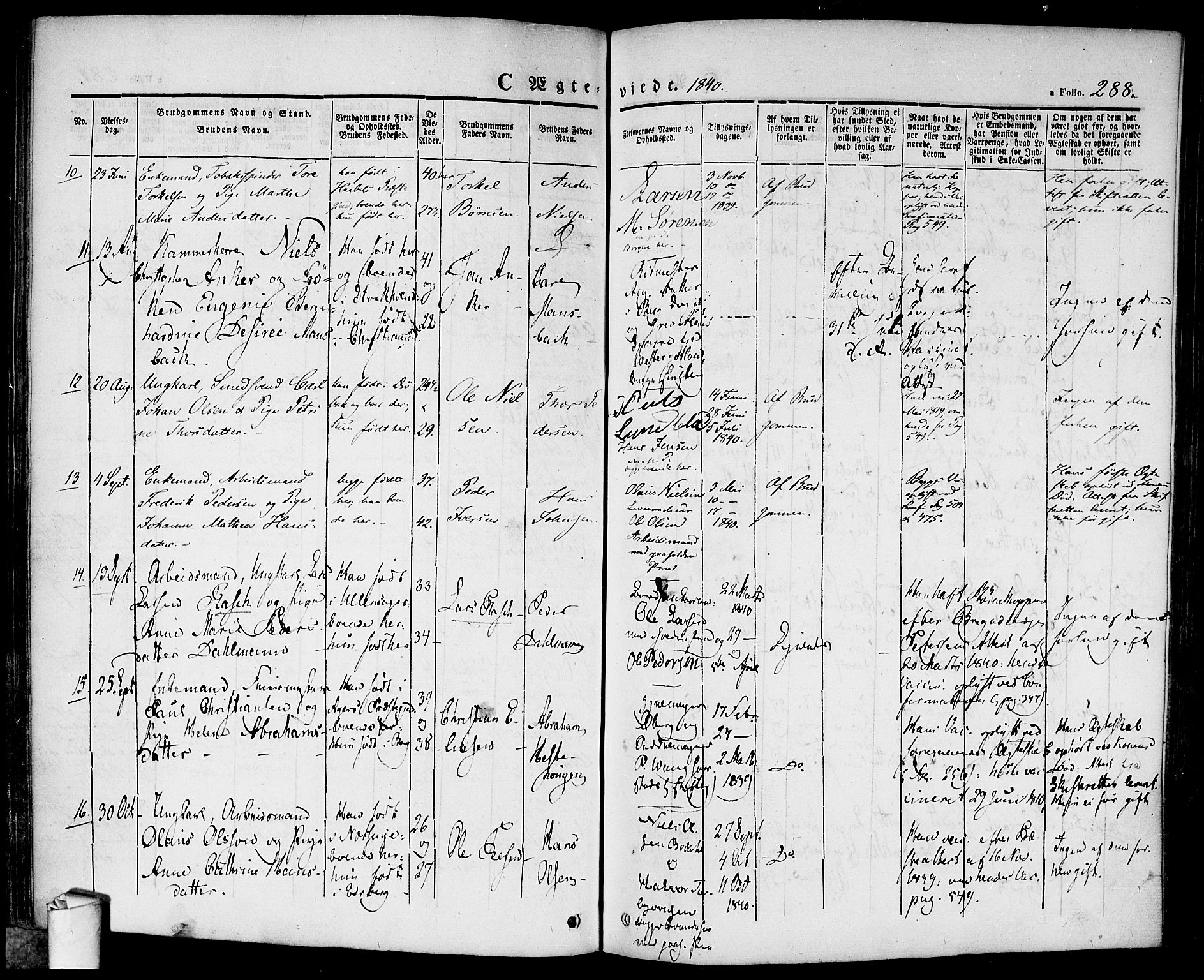 Halden prestekontor Kirkebøker, SAO/A-10909/F/Fa/L0005: Parish register (official) no. I 5, 1834-1845, p. 288