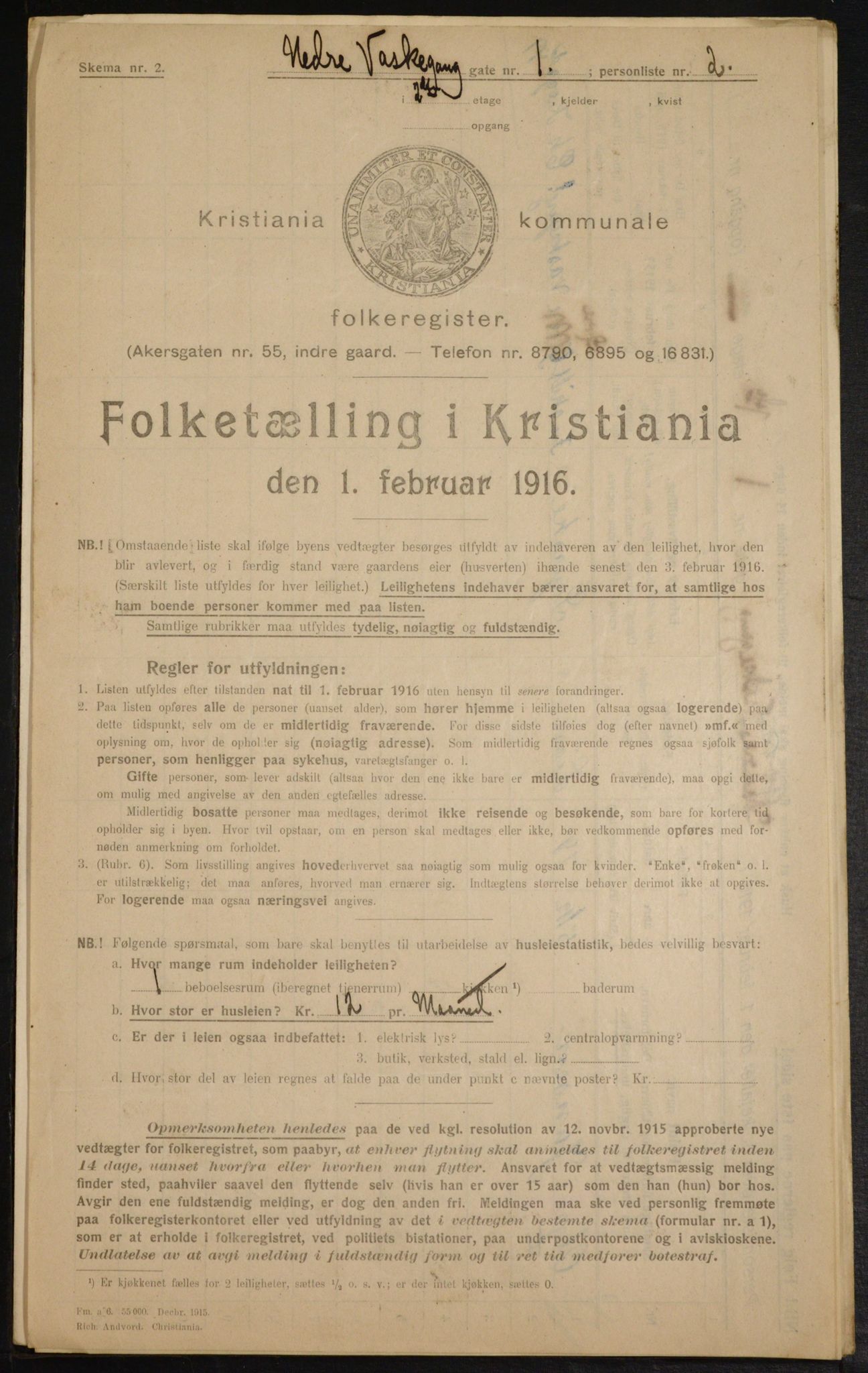 OBA, Municipal Census 1916 for Kristiania, 1916, p. 71260