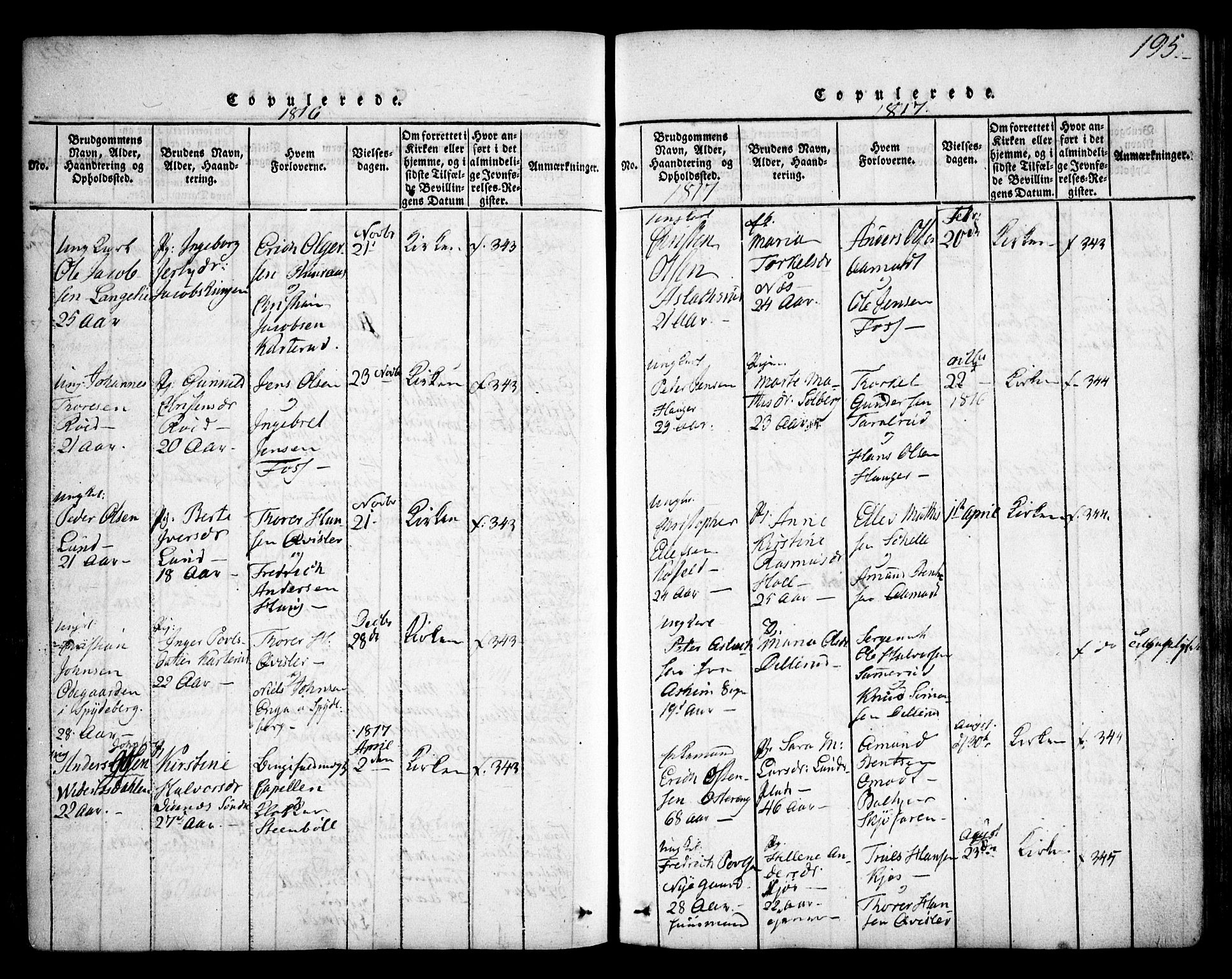 Skiptvet prestekontor Kirkebøker, AV/SAO-A-20009/F/Fa/L0005: Parish register (official) no. 5, 1814-1838, p. 195