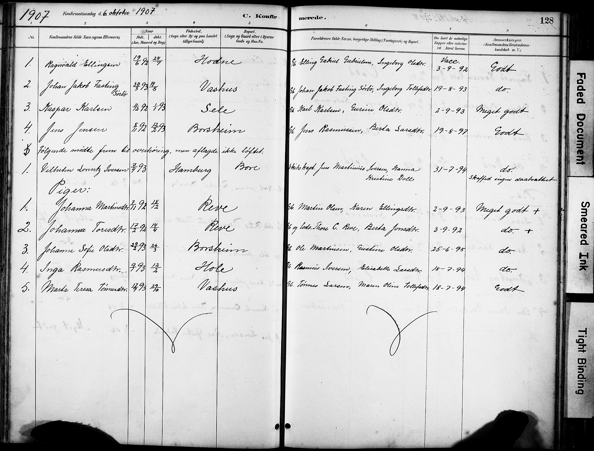 Klepp sokneprestkontor, SAST/A-101803/001/3/30BA/L0008: Parish register (official) no. A 9, 1886-1919, p. 128