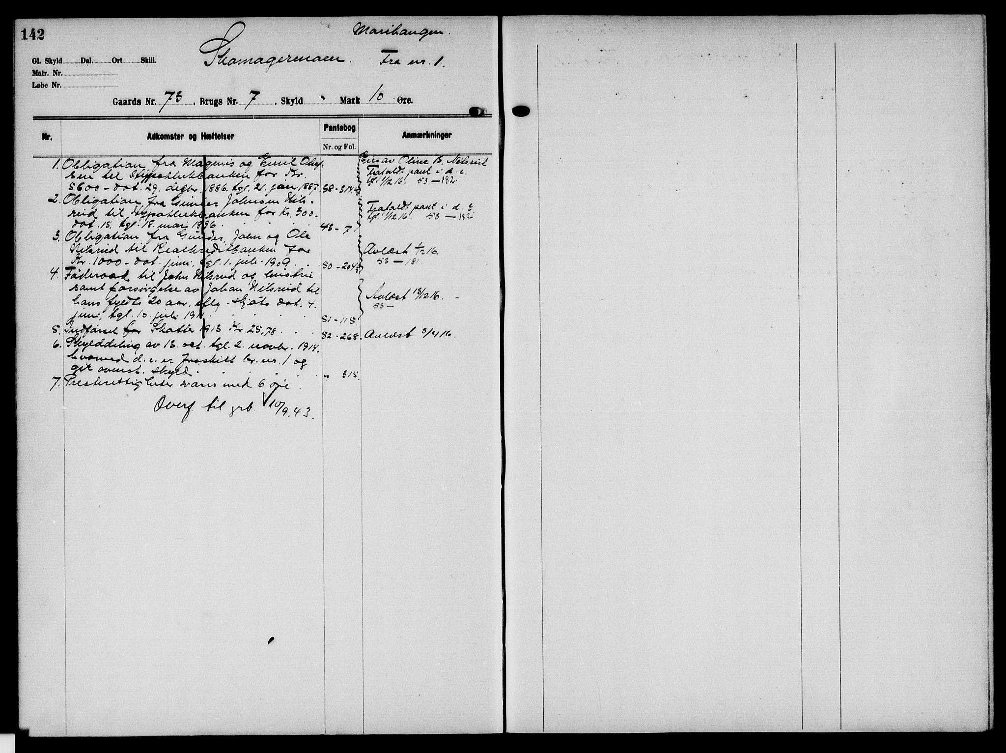 Solør tingrett, AV/SAH-TING-008/H/Ha/Hak/L0006: Mortgage register no. VI, 1900-1935, p. 142