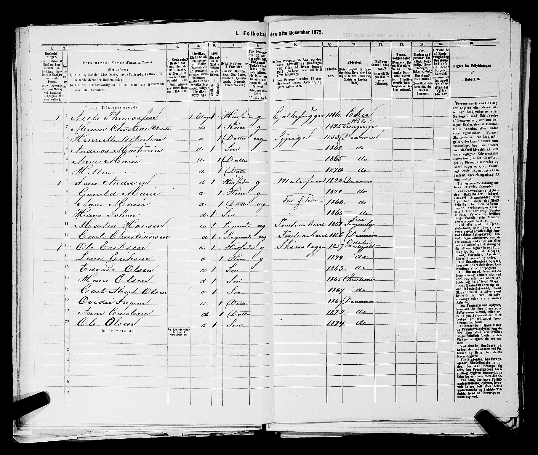 SAKO, 1875 census for 0602 Drammen, 1875, p. 1940