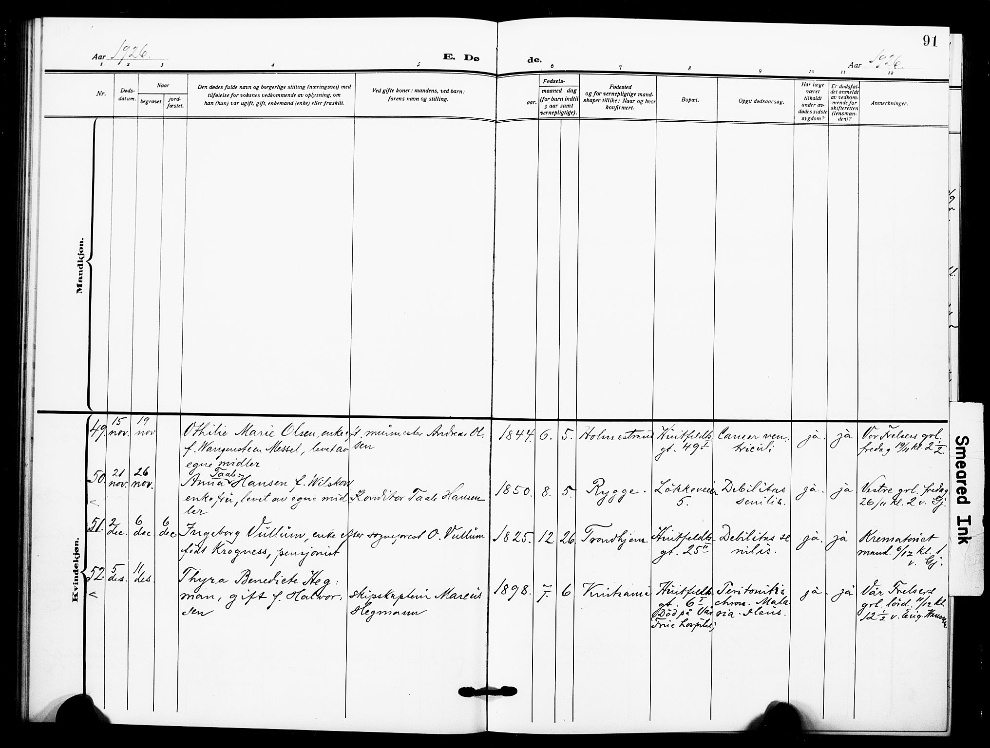 Johannes prestekontor Kirkebøker, AV/SAO-A-10852/F/Fa/L0012: Parish register (official) no. 12, 1918-1930, p. 91