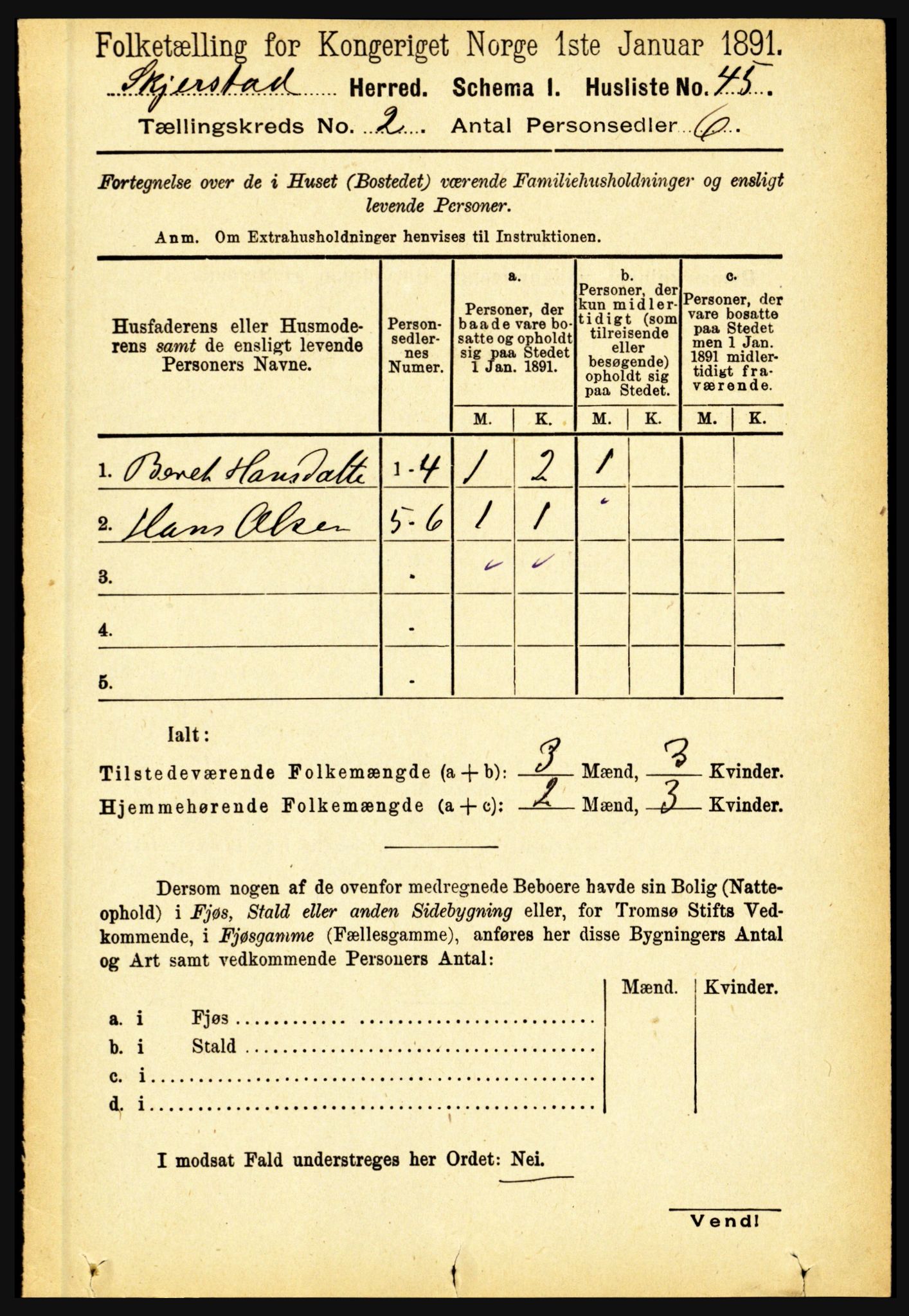 RA, 1891 census for 1842 Skjerstad, 1891, p. 340