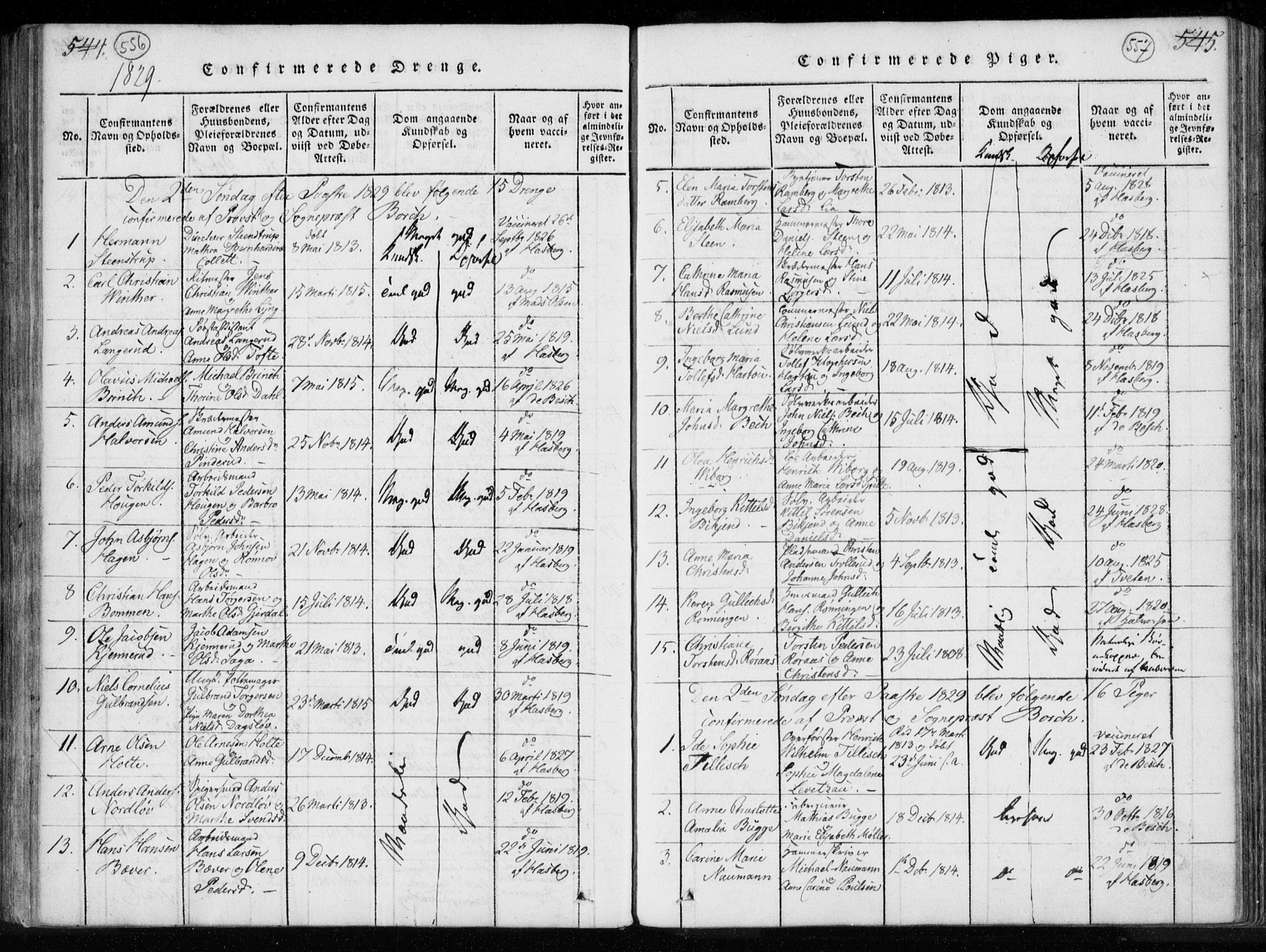Kongsberg kirkebøker, SAKO/A-22/F/Fa/L0008: Parish register (official) no. I 8, 1816-1839, p. 556-557