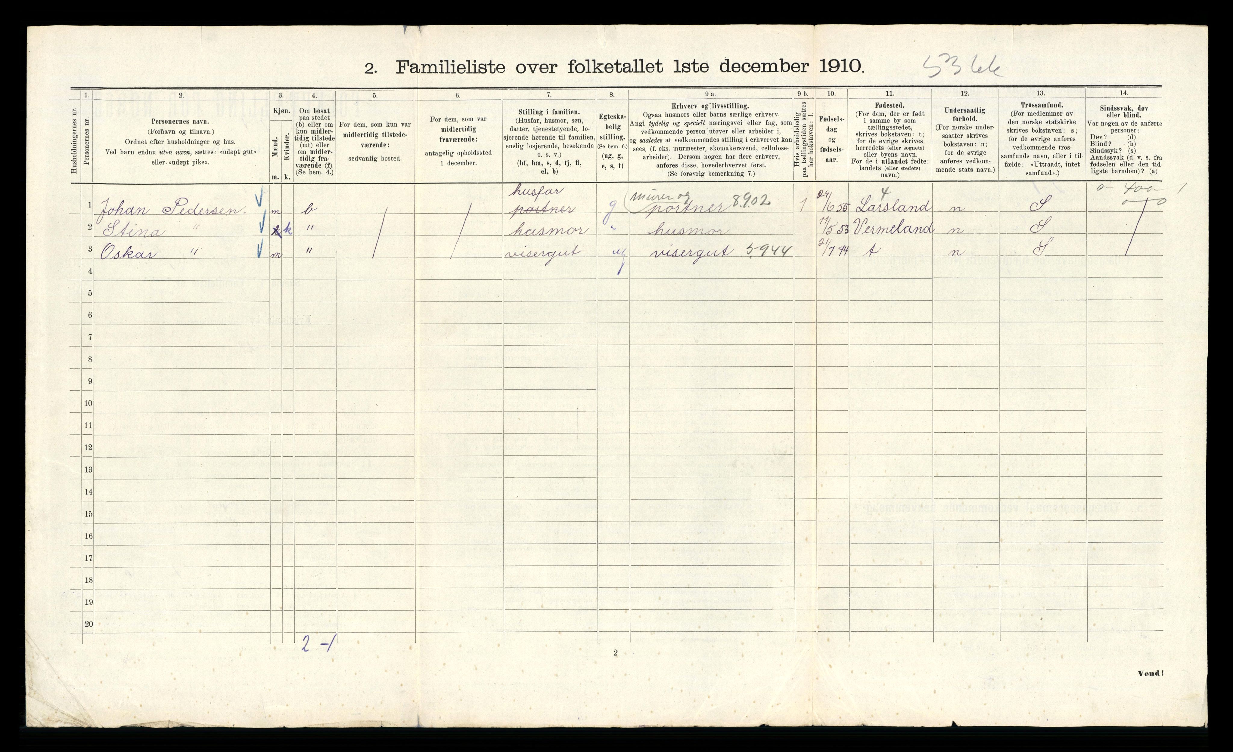 RA, 1910 census for Kristiania, 1910, p. 63854