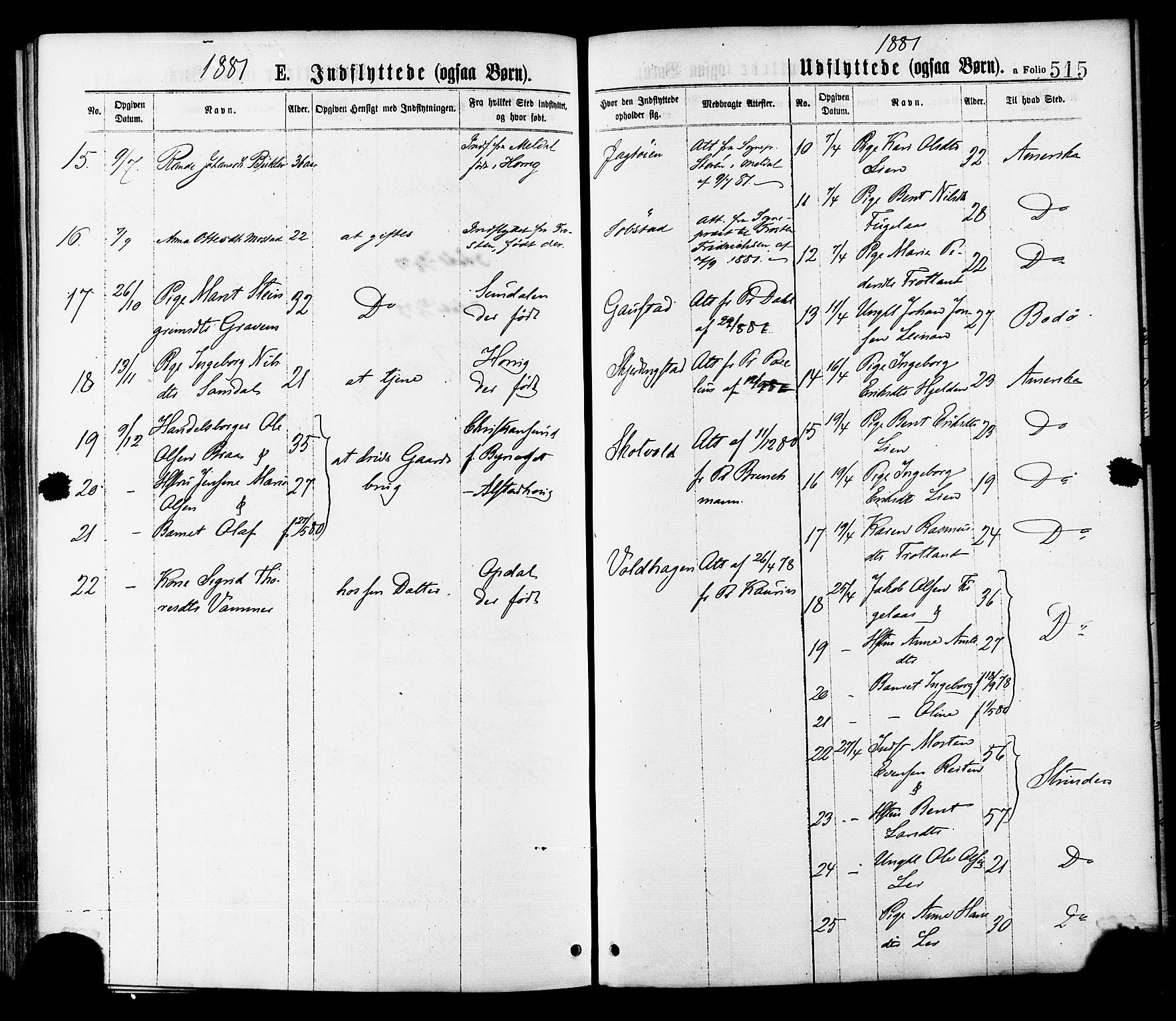 Ministerialprotokoller, klokkerbøker og fødselsregistre - Sør-Trøndelag, AV/SAT-A-1456/691/L1079: Parish register (official) no. 691A11, 1873-1886, p. 515