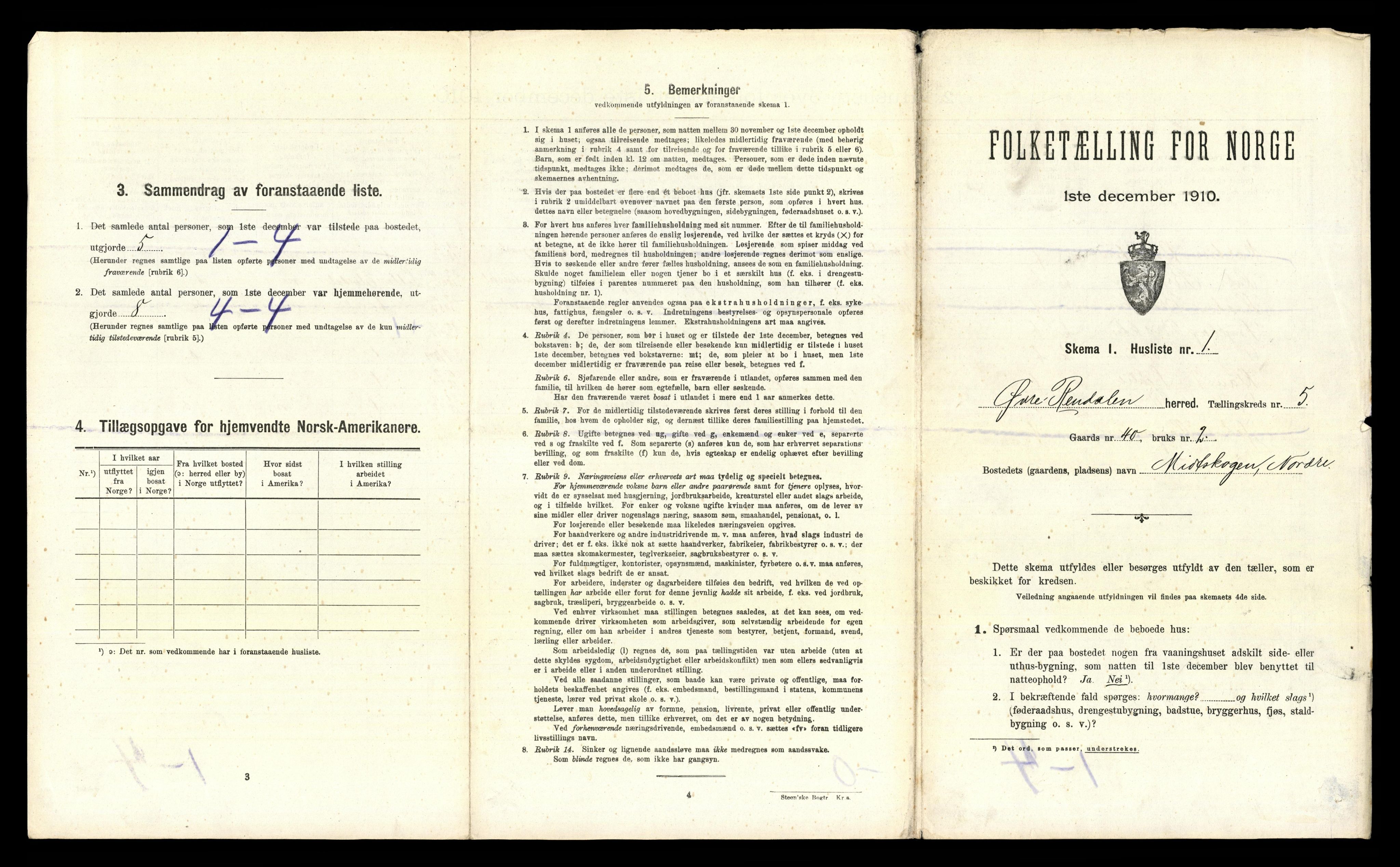 RA, 1910 census for Øvre Rendal, 1910, p. 372