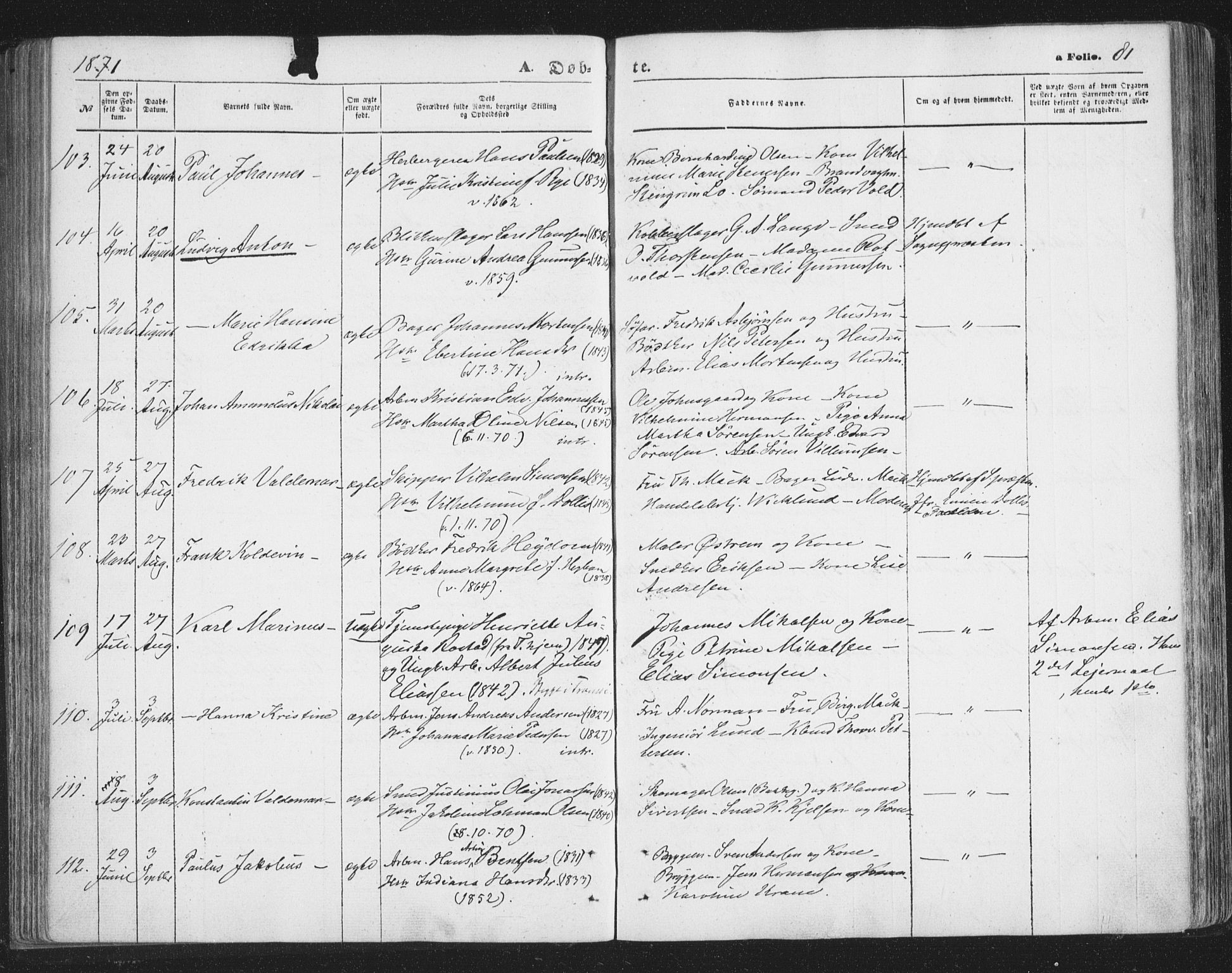 Tromsø sokneprestkontor/stiftsprosti/domprosti, SATØ/S-1343/G/Ga/L0012kirke: Parish register (official) no. 12, 1865-1871, p. 81