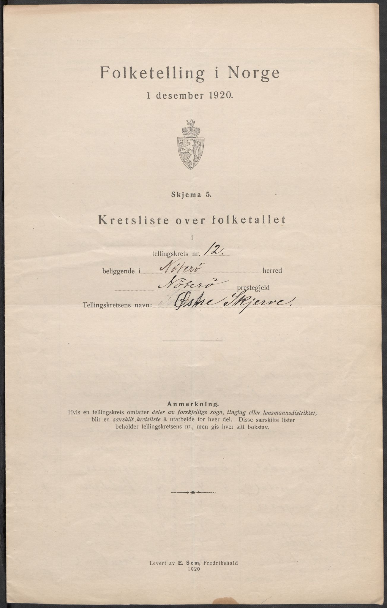 SAKO, 1920 census for Nøtterøy, 1920, p. 55