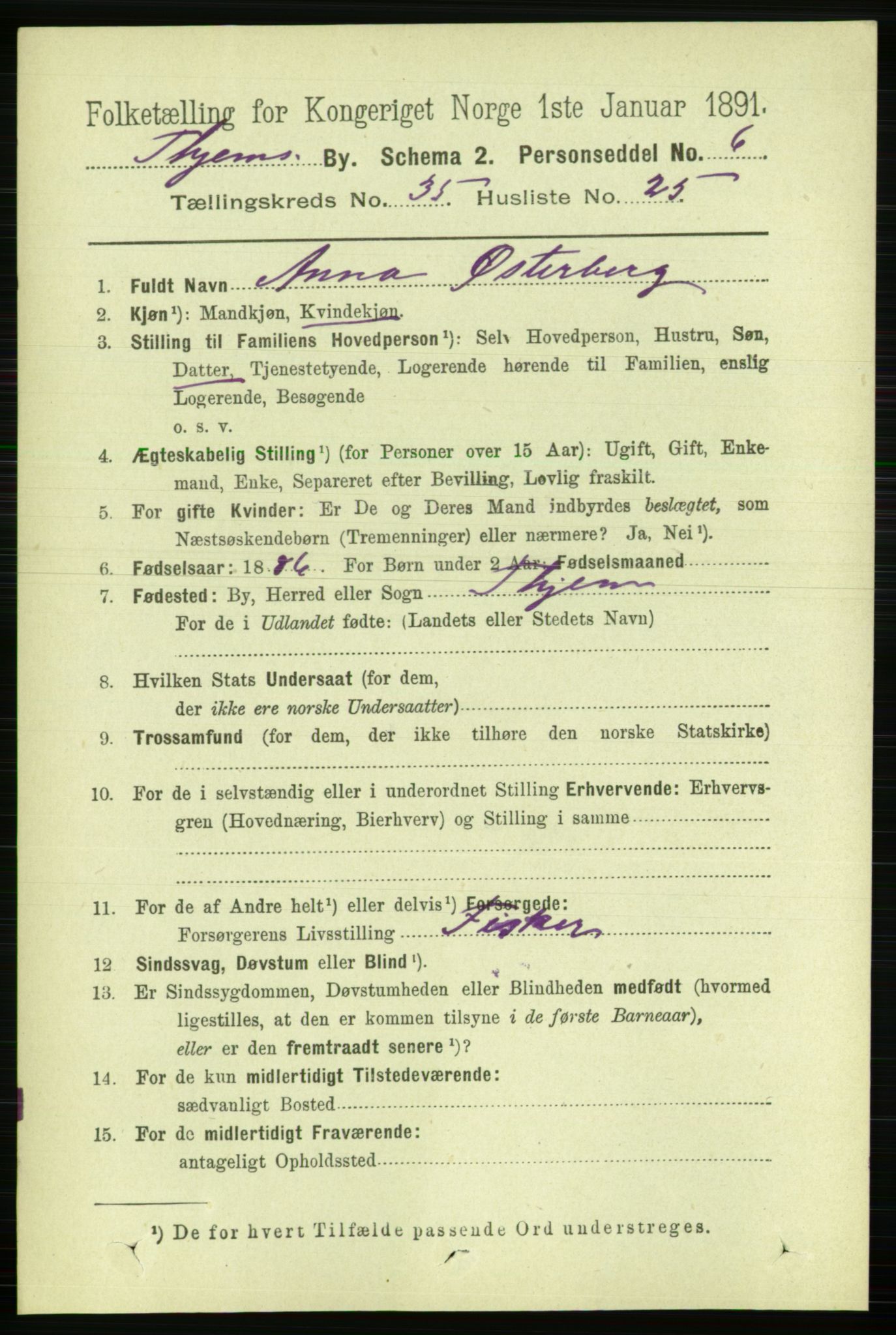 RA, 1891 census for 1601 Trondheim, 1891, p. 26661