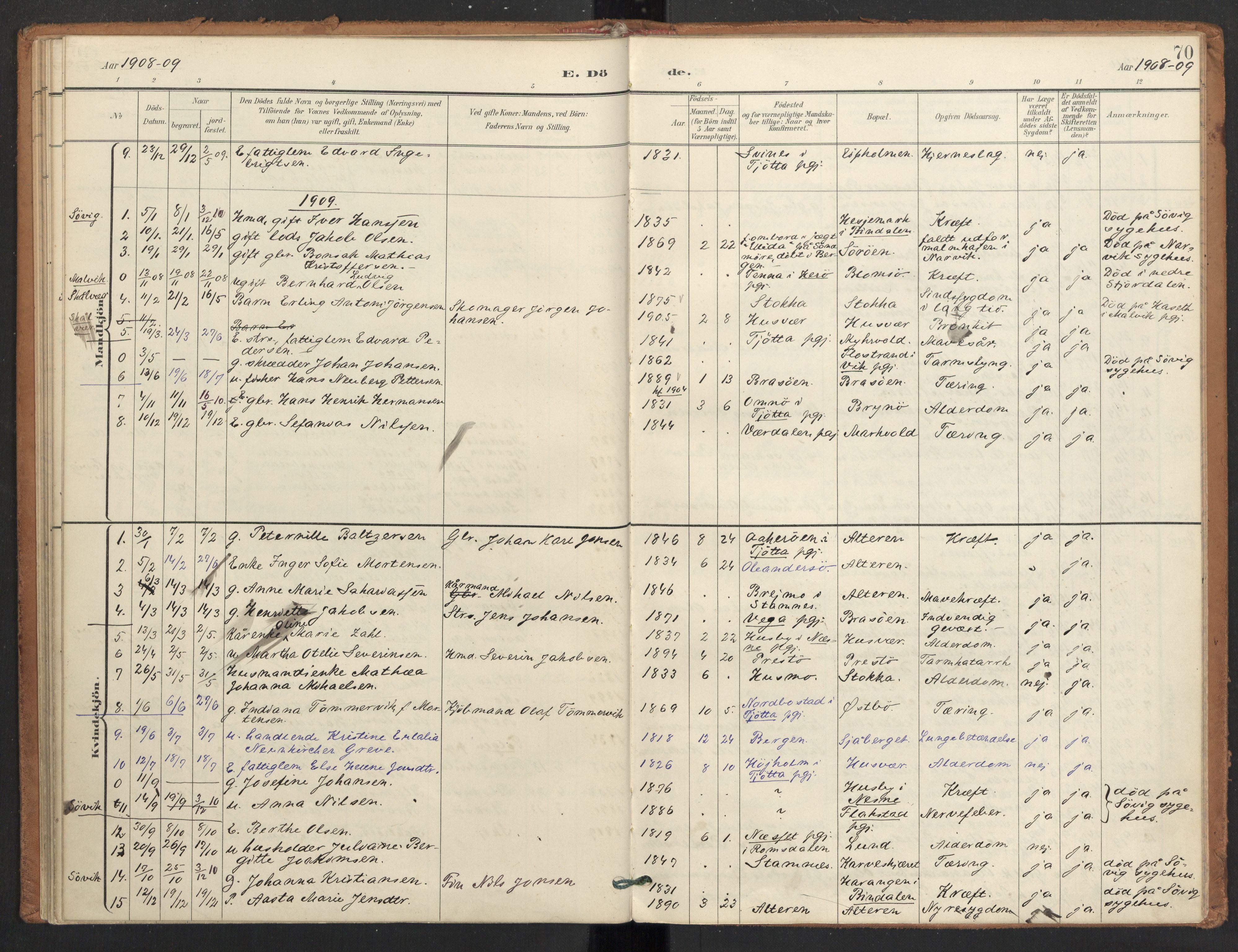 Ministerialprotokoller, klokkerbøker og fødselsregistre - Nordland, SAT/A-1459/830/L0454: Parish register (official) no. 830A18, 1897-1913, p. 70