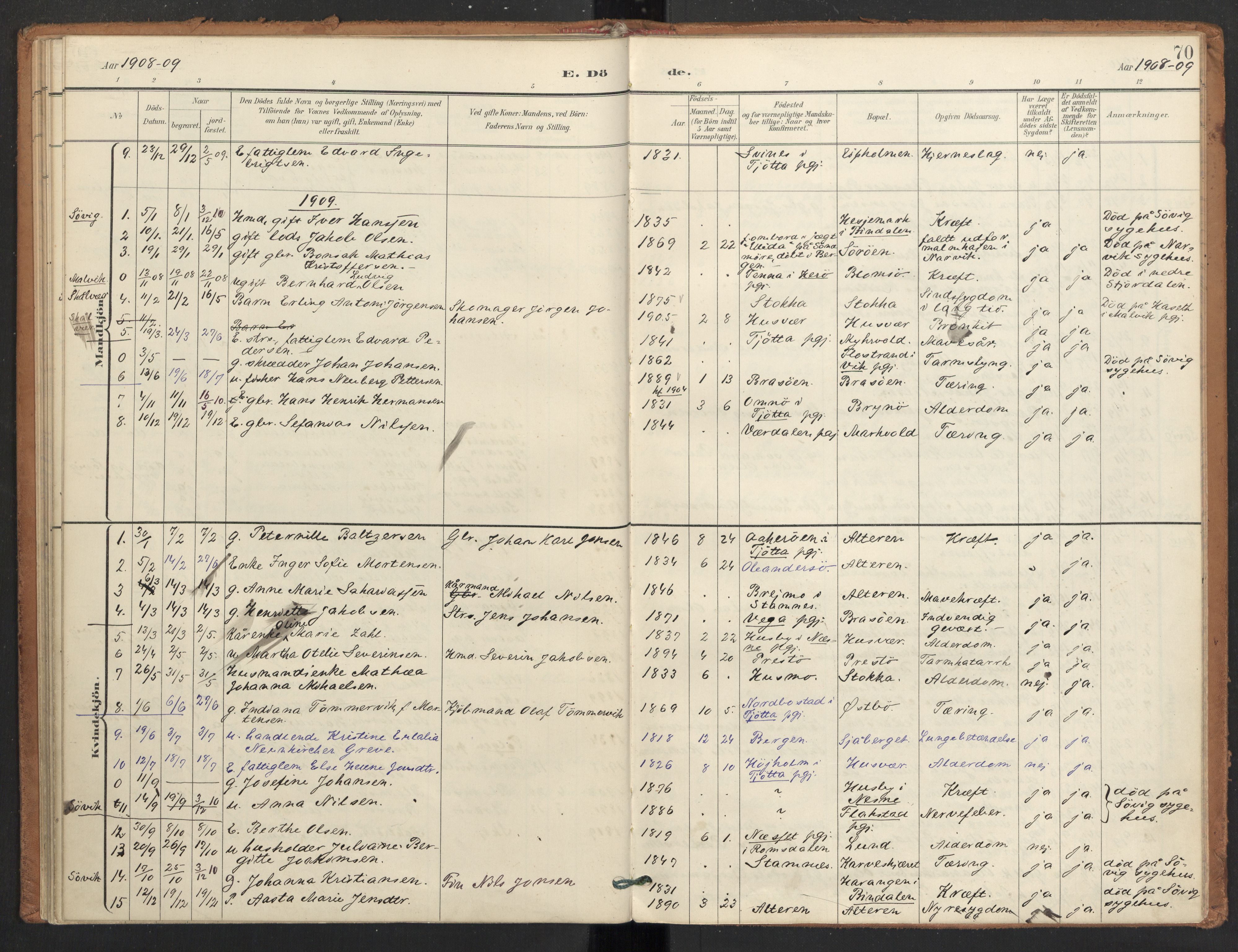 Ministerialprotokoller, klokkerbøker og fødselsregistre - Nordland, AV/SAT-A-1459/830/L0454: Parish register (official) no. 830A18, 1897-1913, p. 70