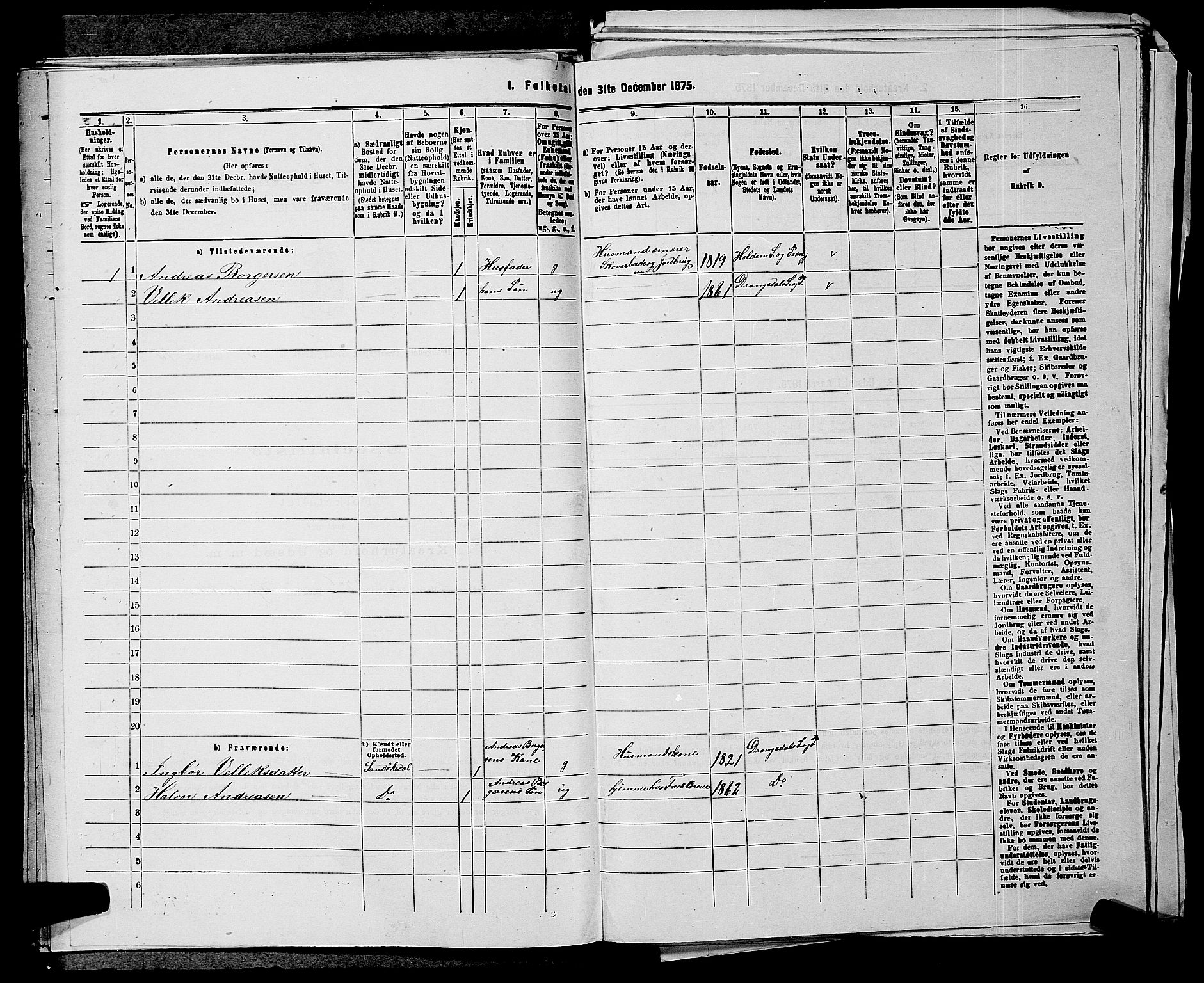 SAKO, 1875 census for 0817P Drangedal, 1875, p. 358