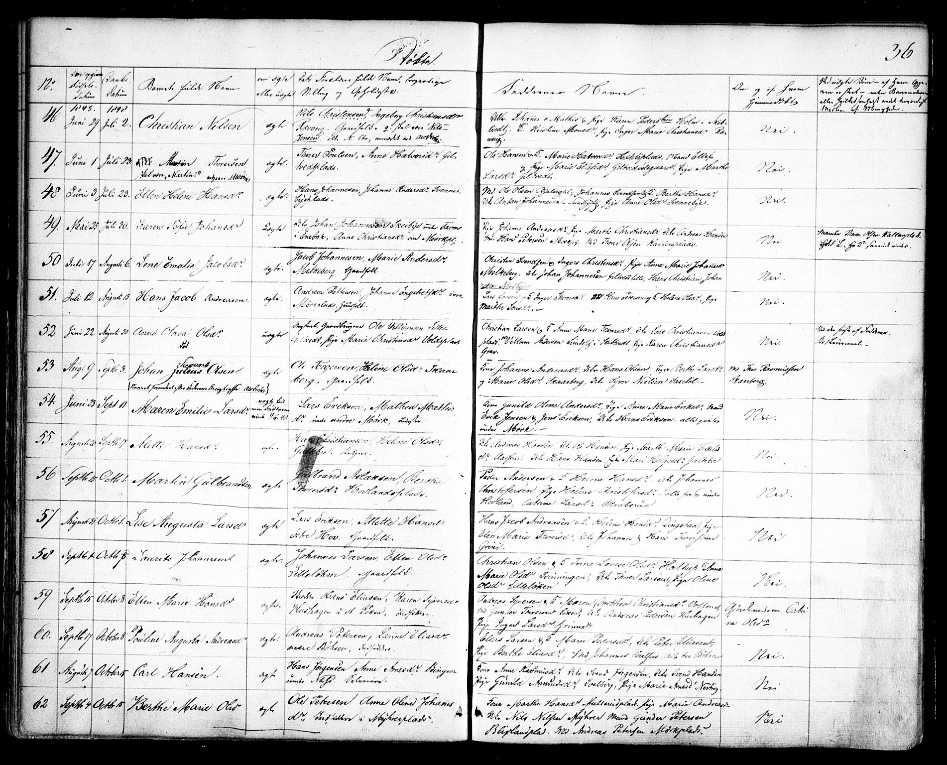 Spydeberg prestekontor Kirkebøker, AV/SAO-A-10924/F/Fa/L0005: Parish register (official) no. I 5, 1842-1862, p. 36