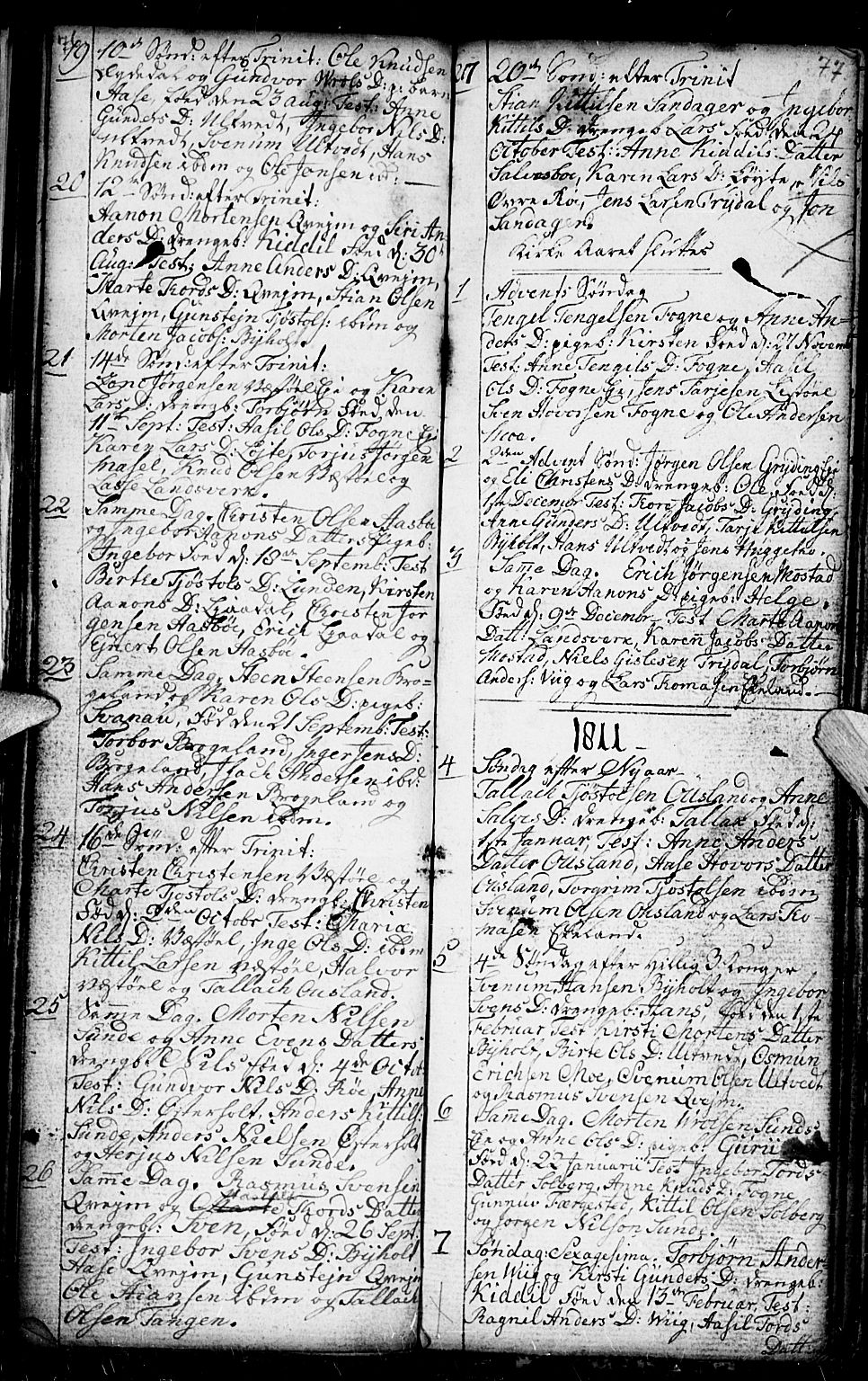 Gjerstad sokneprestkontor, AV/SAK-1111-0014/F/Fb/Fba/L0001: Parish register (copy) no. B 1, 1797-1816, p. 76-77