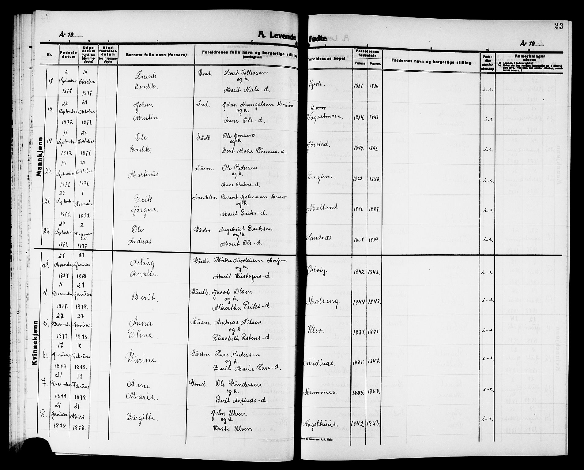 Ministerialprotokoller, klokkerbøker og fødselsregistre - Nord-Trøndelag, AV/SAT-A-1458/749/L0486: Parish register (official) no. 749D02, 1873-1887, p. 23