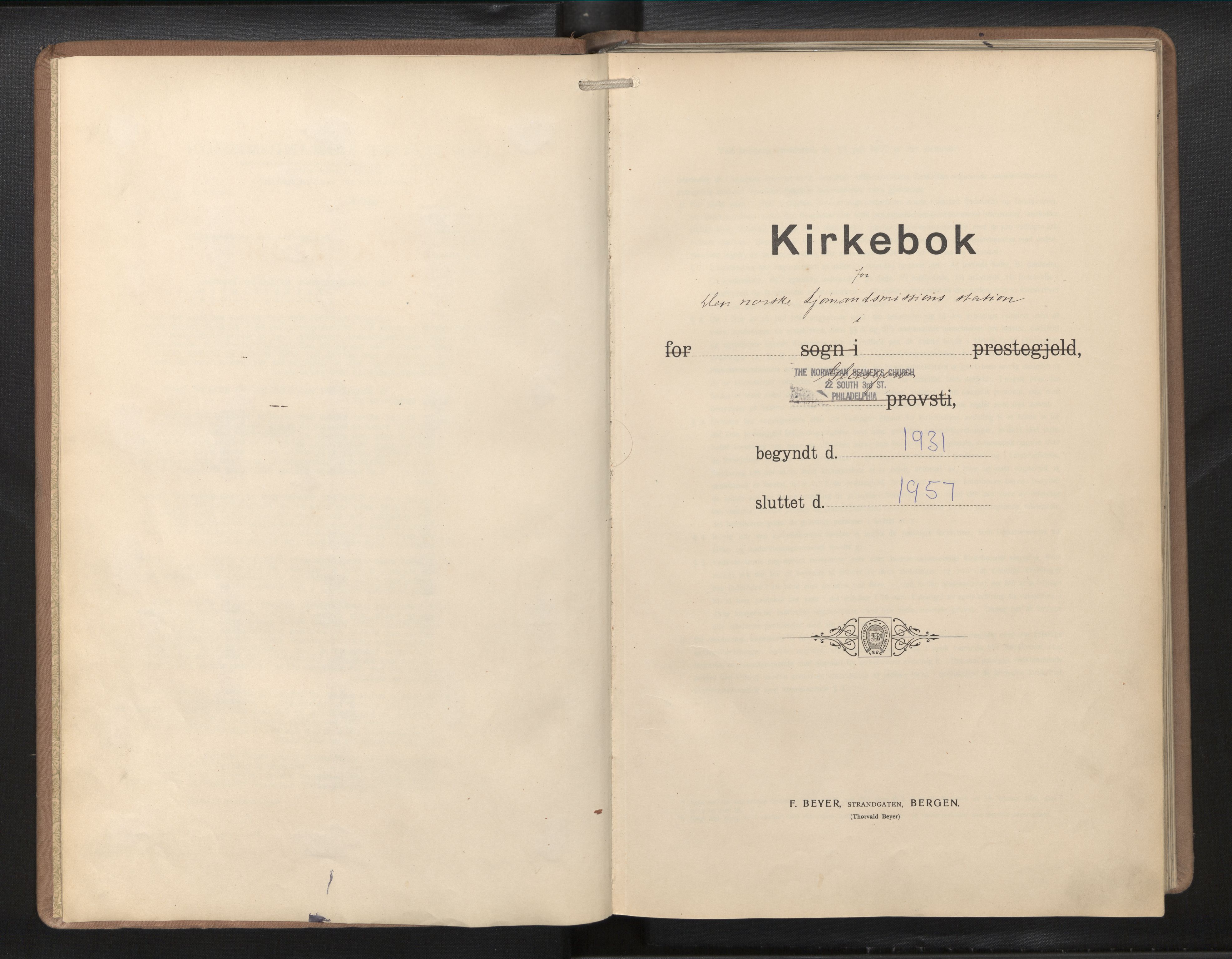 Den norske sjømannsmisjon i utlandet/Philadelphia, AV/SAB-SAB/PA-0113/H/Ha/L0002: Parish register (official) no. A 2, 1931-1957