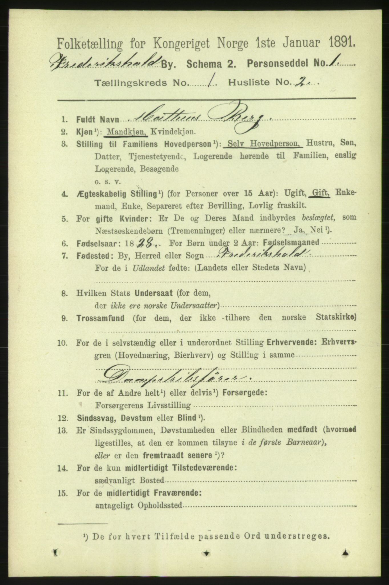 RA, 1891 census for 0101 Fredrikshald, 1891, p. 1968