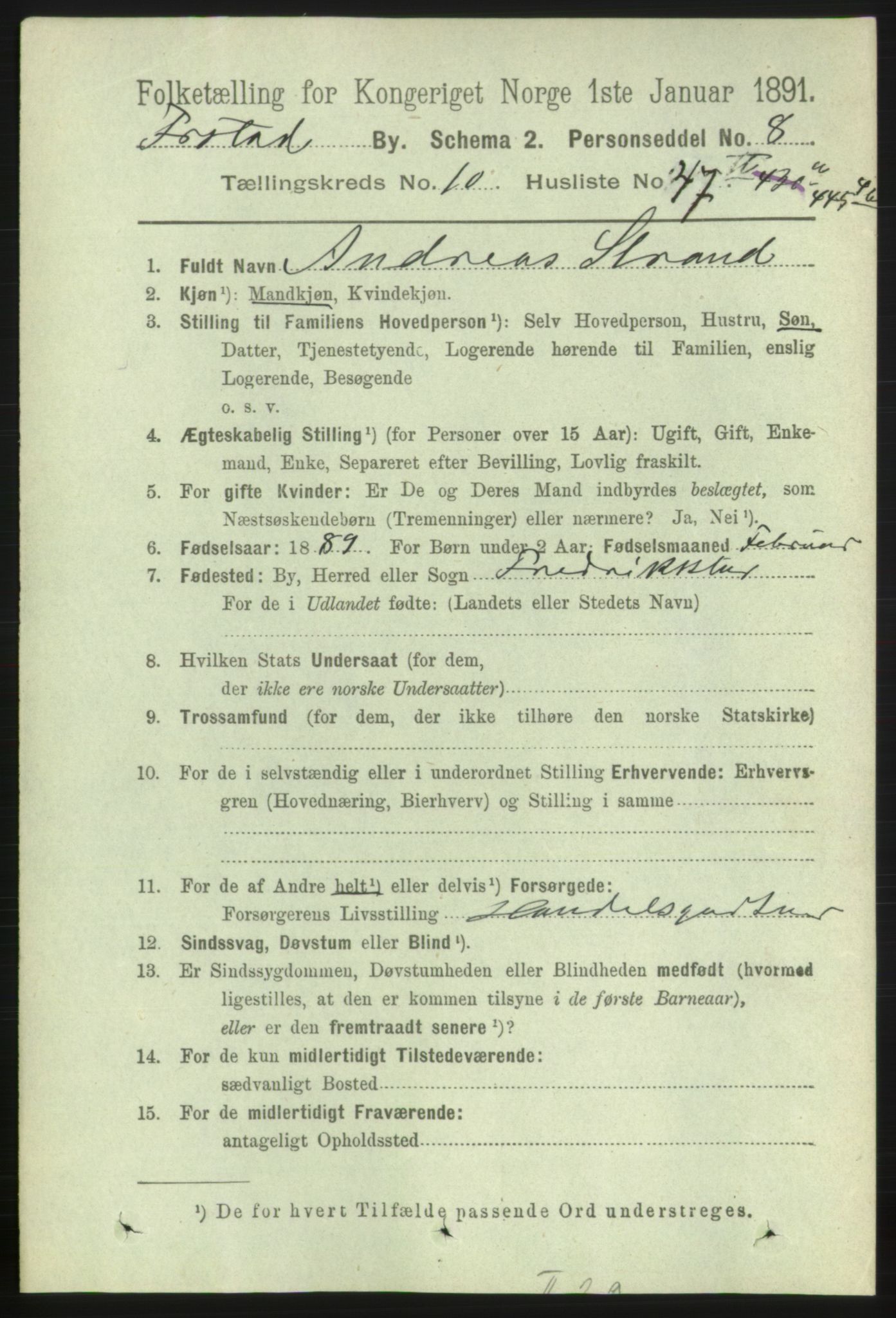 RA, 1891 census for 0103 Fredrikstad, 1891, p. 11976