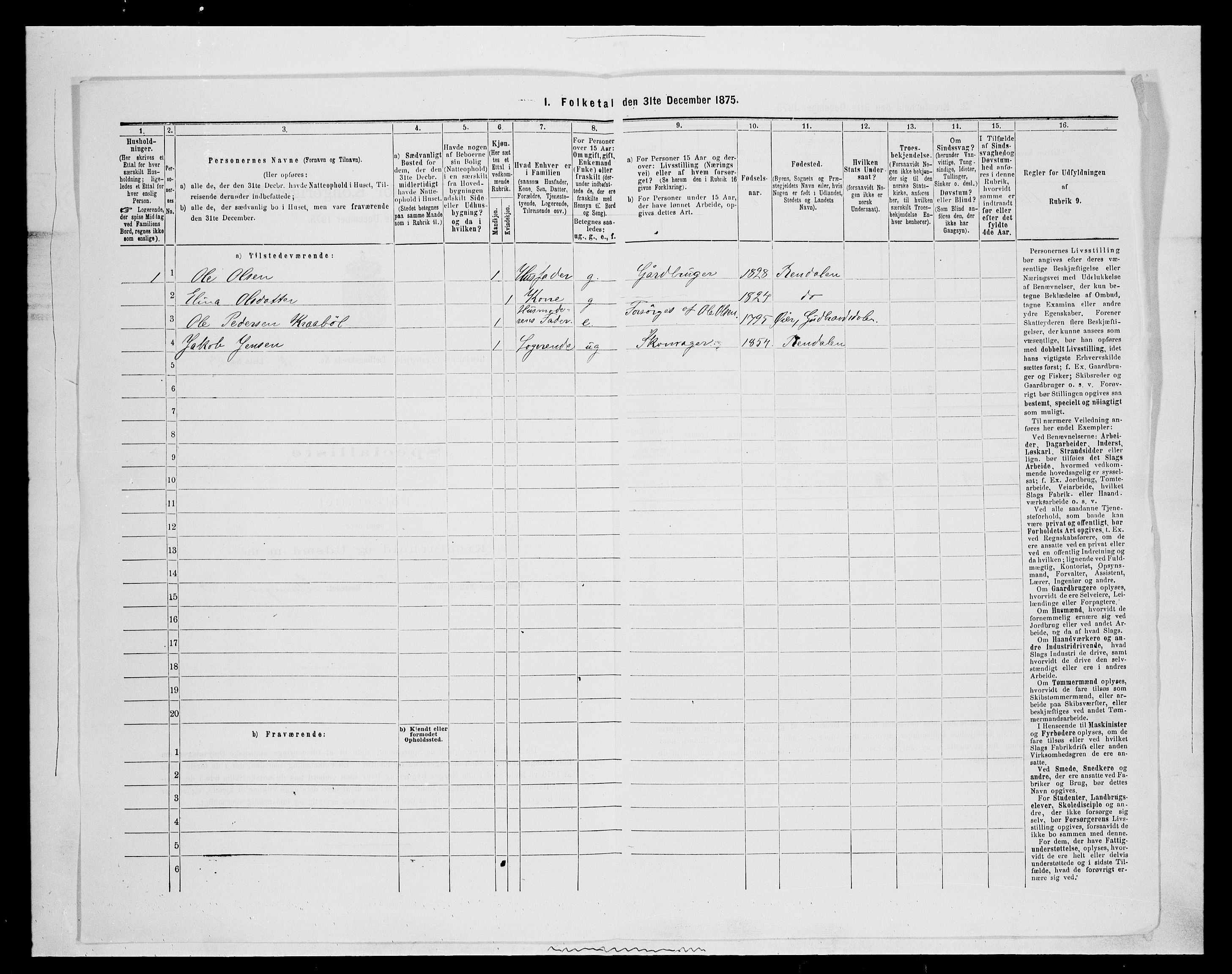 SAH, 1875 census for 0432P Rendalen, 1875, p. 442