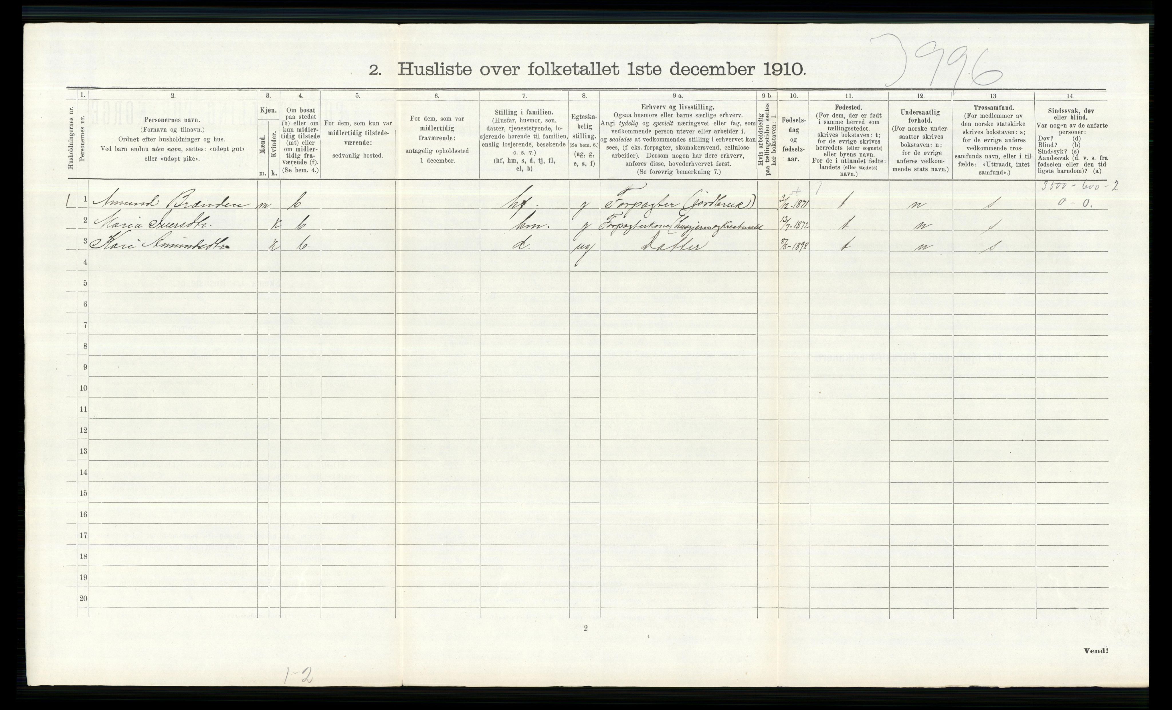 RA, 1910 census for Nord-Fron, 1910, p. 215