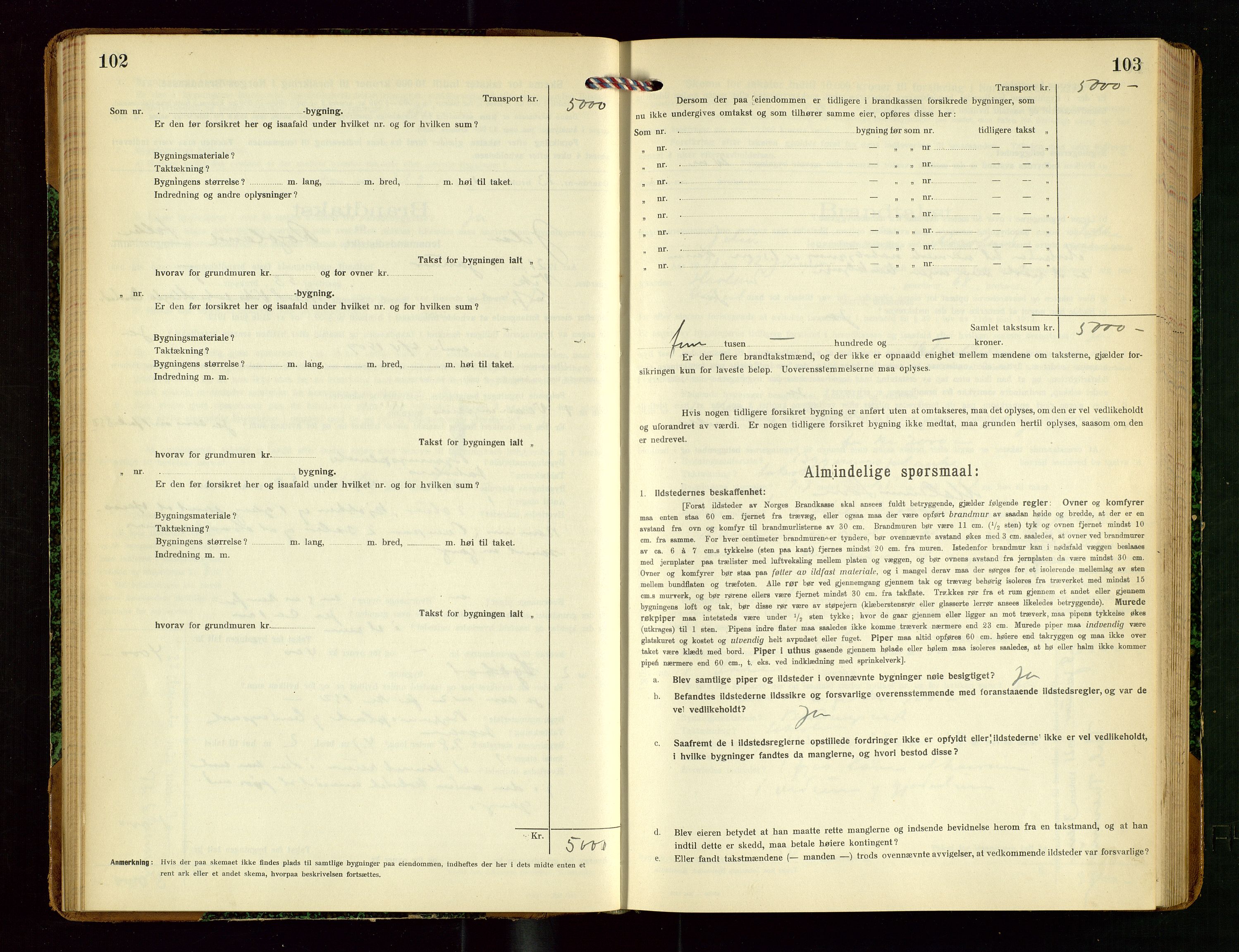 Jelsa lensmannskontor, SAST/A-100360/Gob/L0002: "Brandtakstprotokol", 1918-1942, p. 102-103