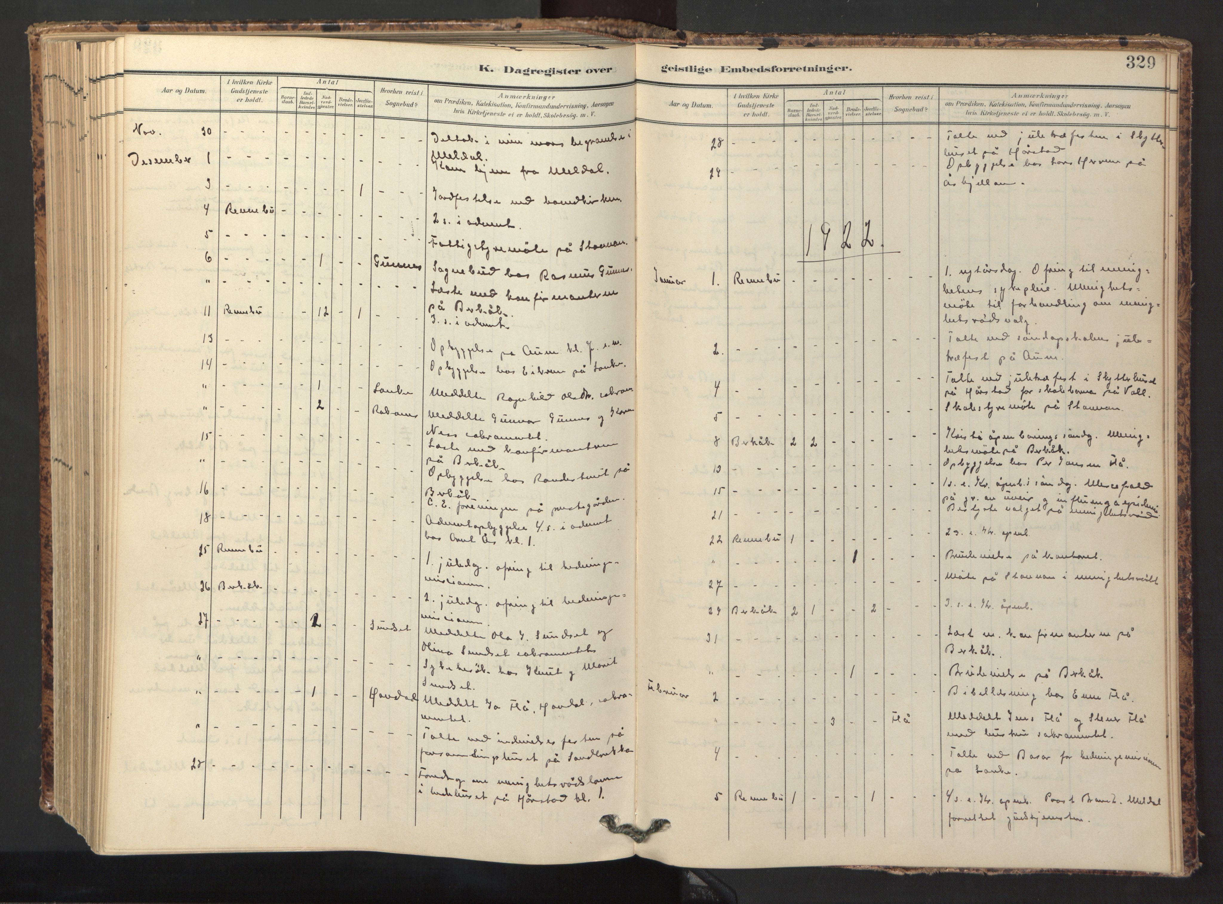 Ministerialprotokoller, klokkerbøker og fødselsregistre - Sør-Trøndelag, SAT/A-1456/674/L0873: Parish register (official) no. 674A05, 1908-1923, p. 329