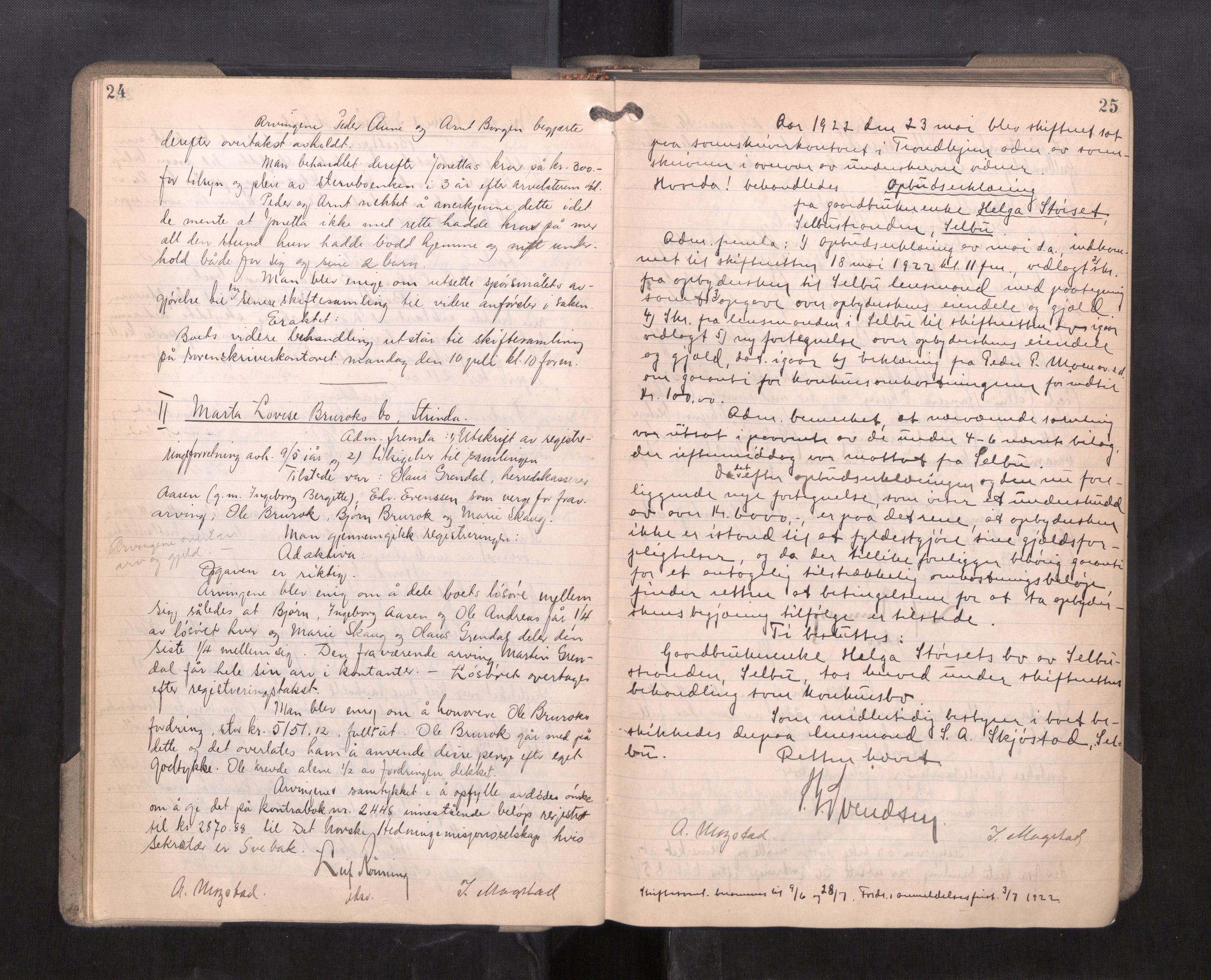 Strinda og Selbu sorenskriveri, AV/SAT-A-0015/3/3B/L0014: Skifteforhandlingsprot. 14, 1922-1924, p. 24-25