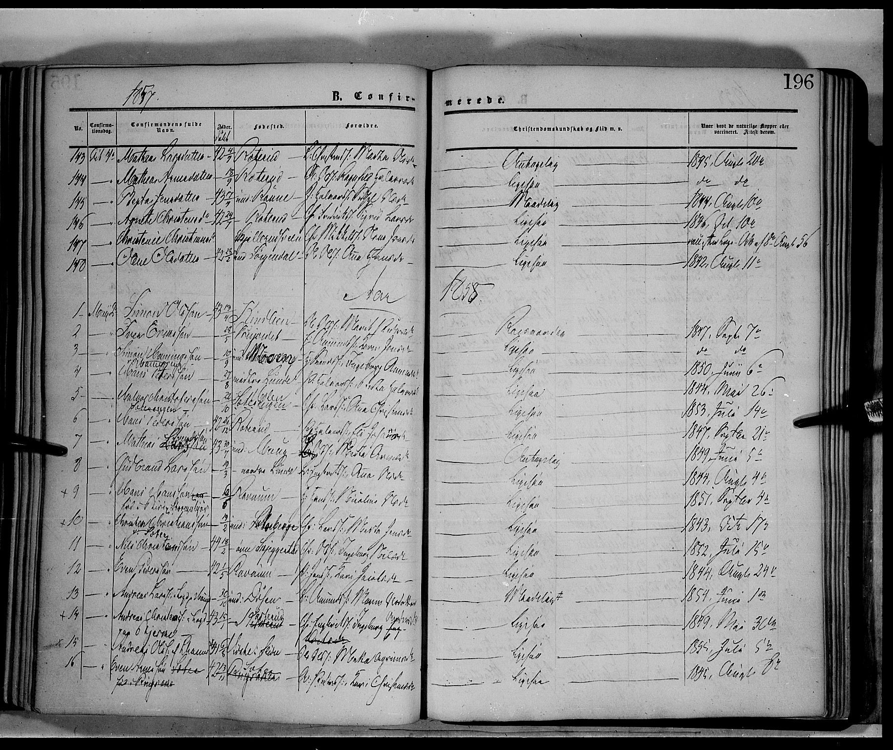 Fåberg prestekontor, AV/SAH-PREST-086/H/Ha/Haa/L0006: Parish register (official) no. 6A, 1855-1867, p. 196